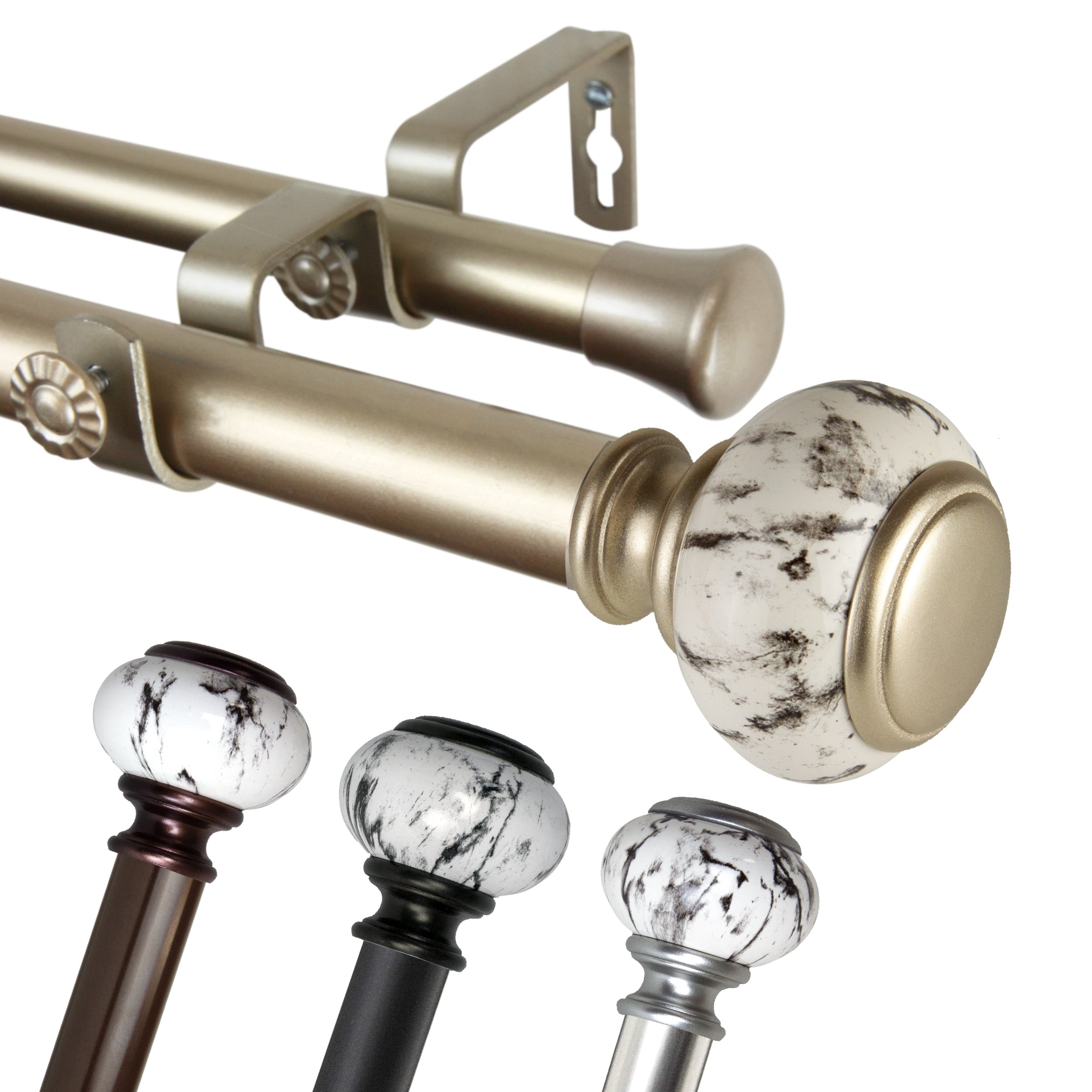 Instyledesign Brooklyn 1 Inch Diameter Adjustable Double Curtain Rod