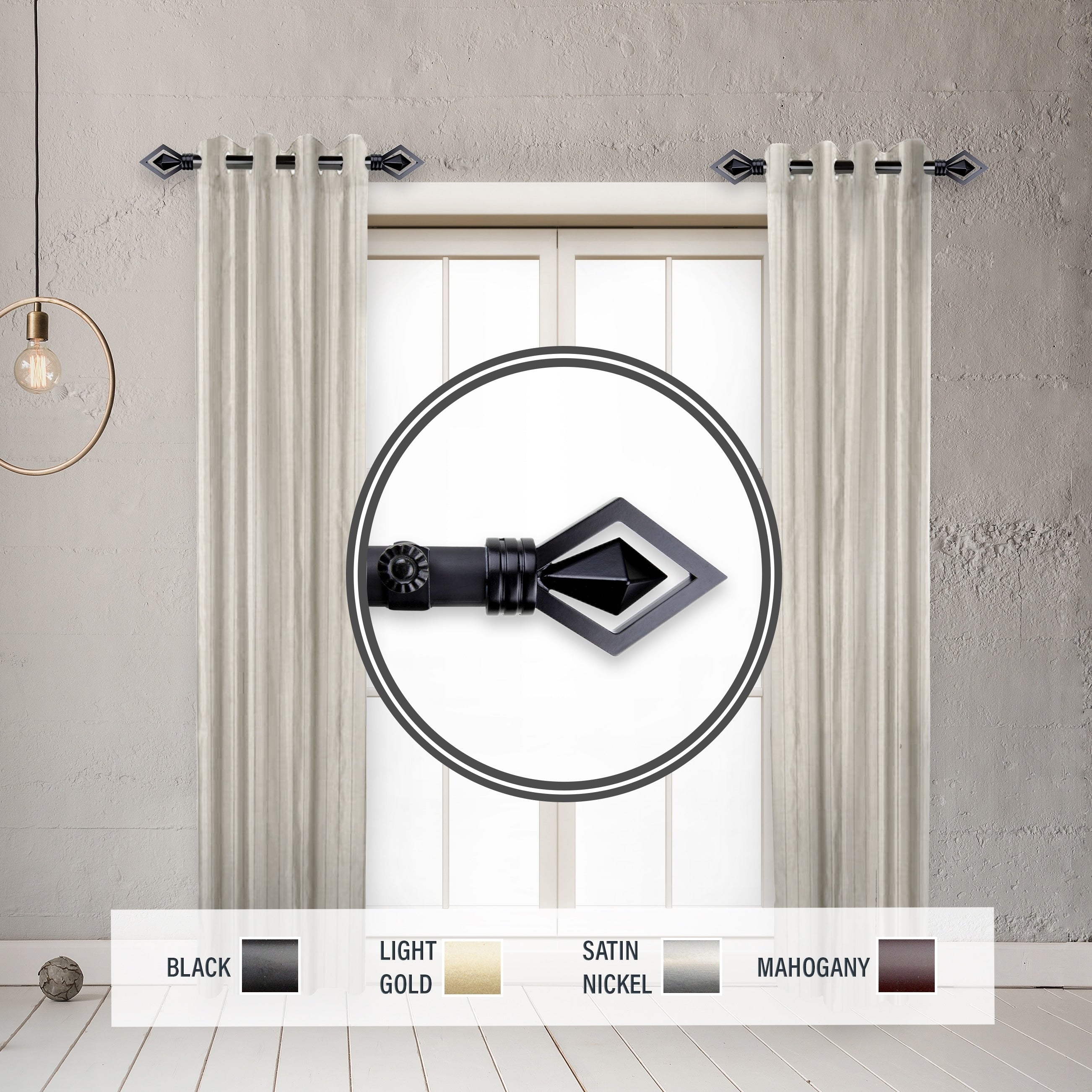 Instyledesign Crystal 1 Side Curtain Rod 12 20 Inch Long Set Of 2 12 To 20 Inches