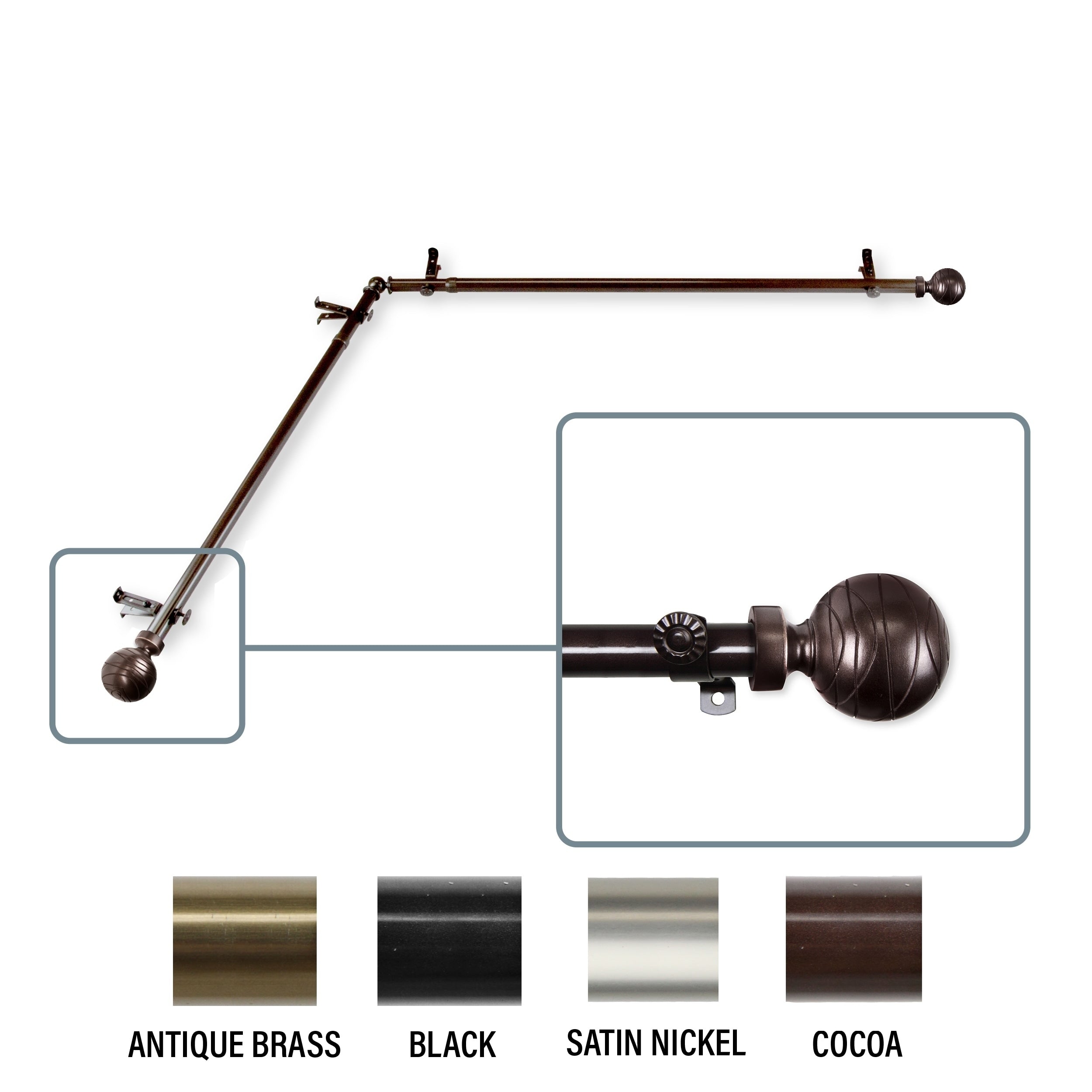 Instyledesign Desmond Corner Window Curtain Rod 13 16 Inch Dia.
