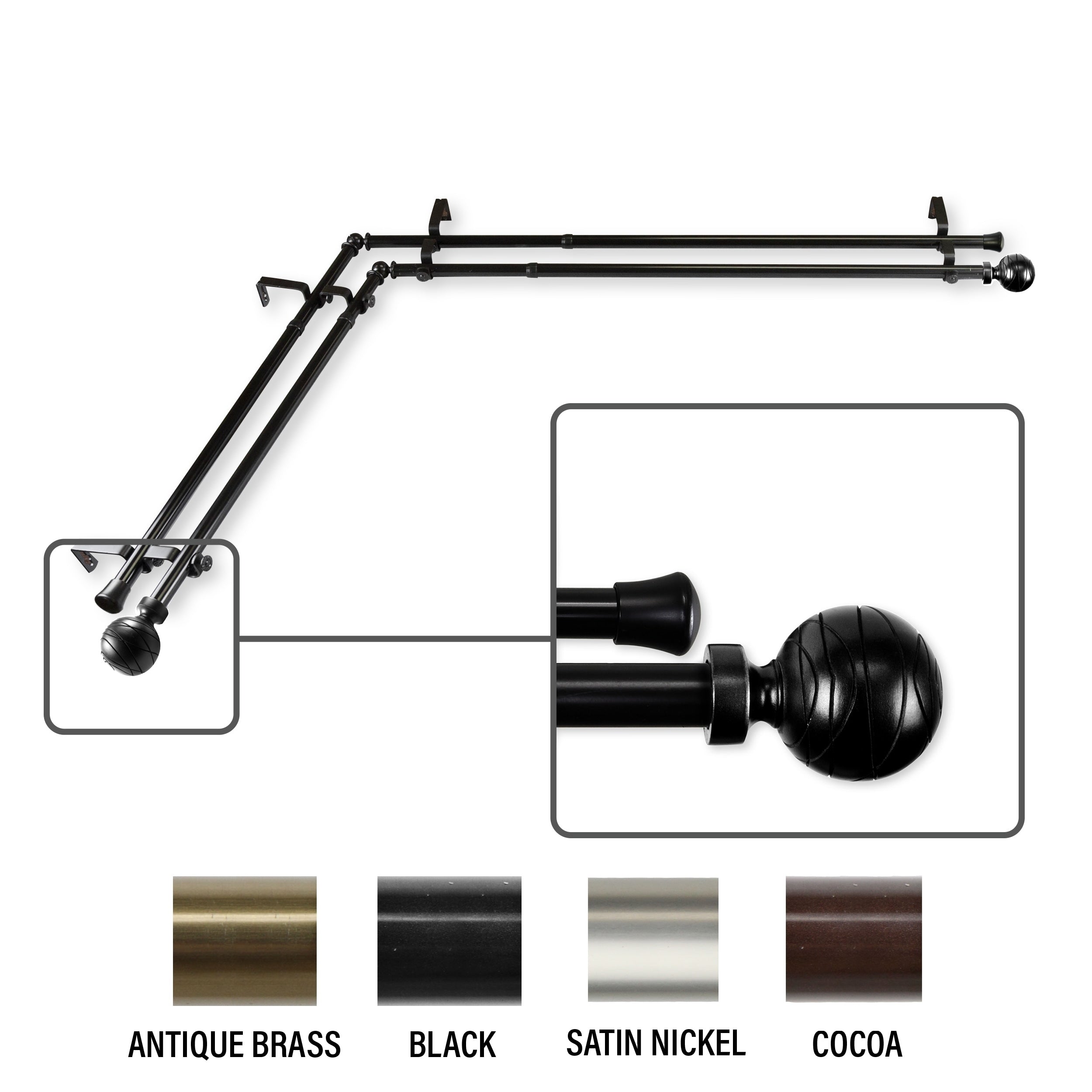 Instyledesign Desmond Corner Window Double Curtain Rod 13 16 Inch Dia.