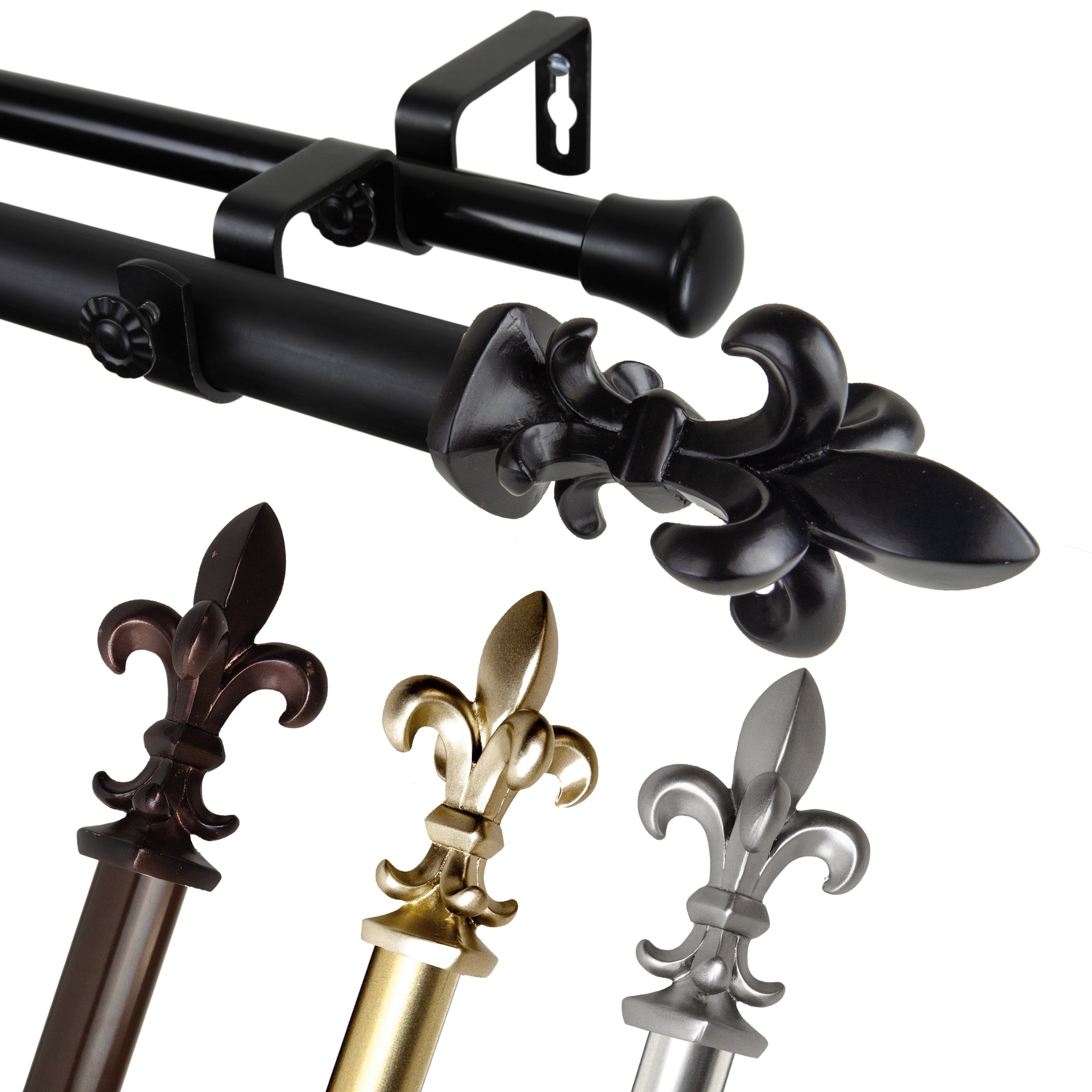 Instyledesign Easton 1 Inch Diameter Adjustable Double Curtain Rod