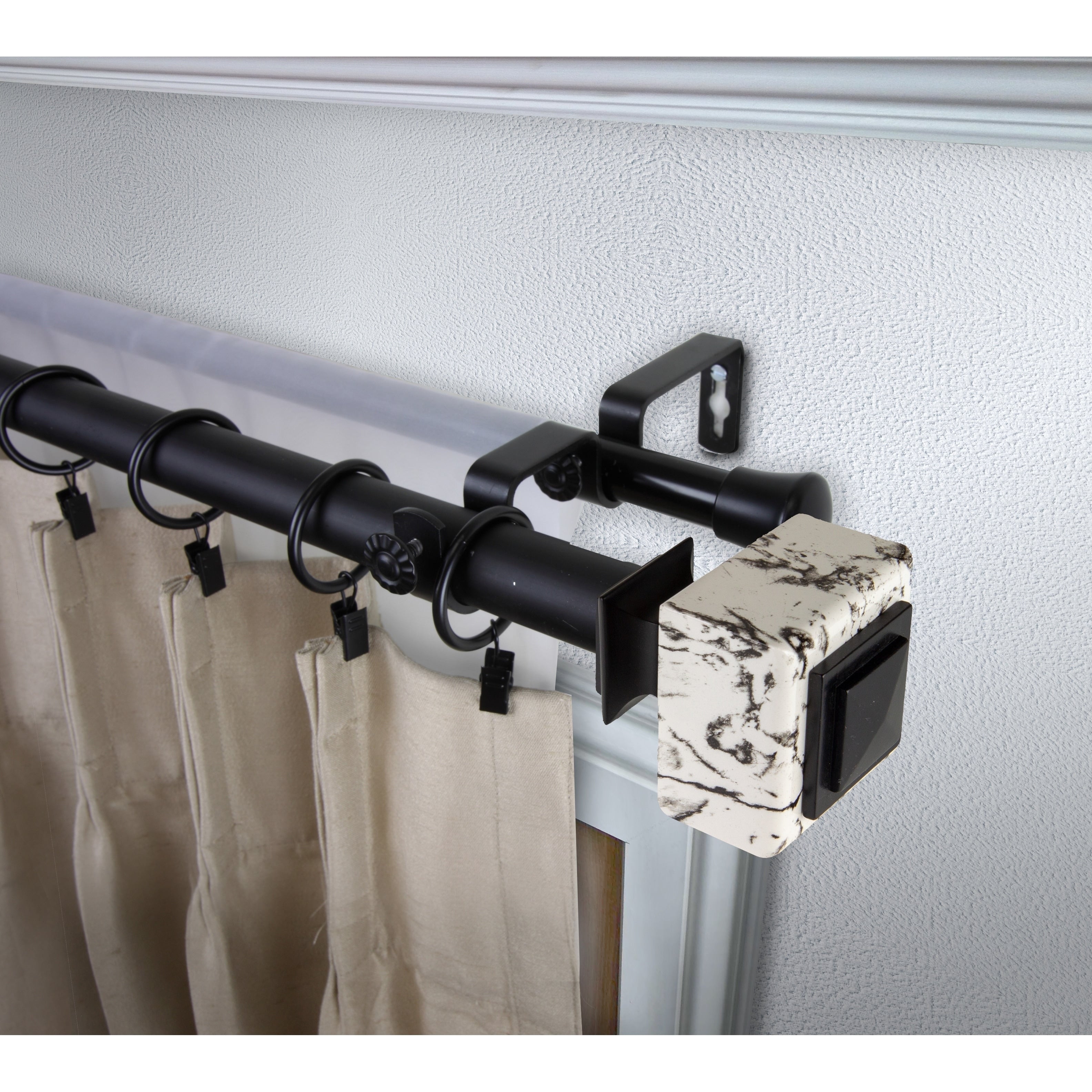Instyledesign Elena 1 Inch Diameter Adjustable Double Curtain Rod