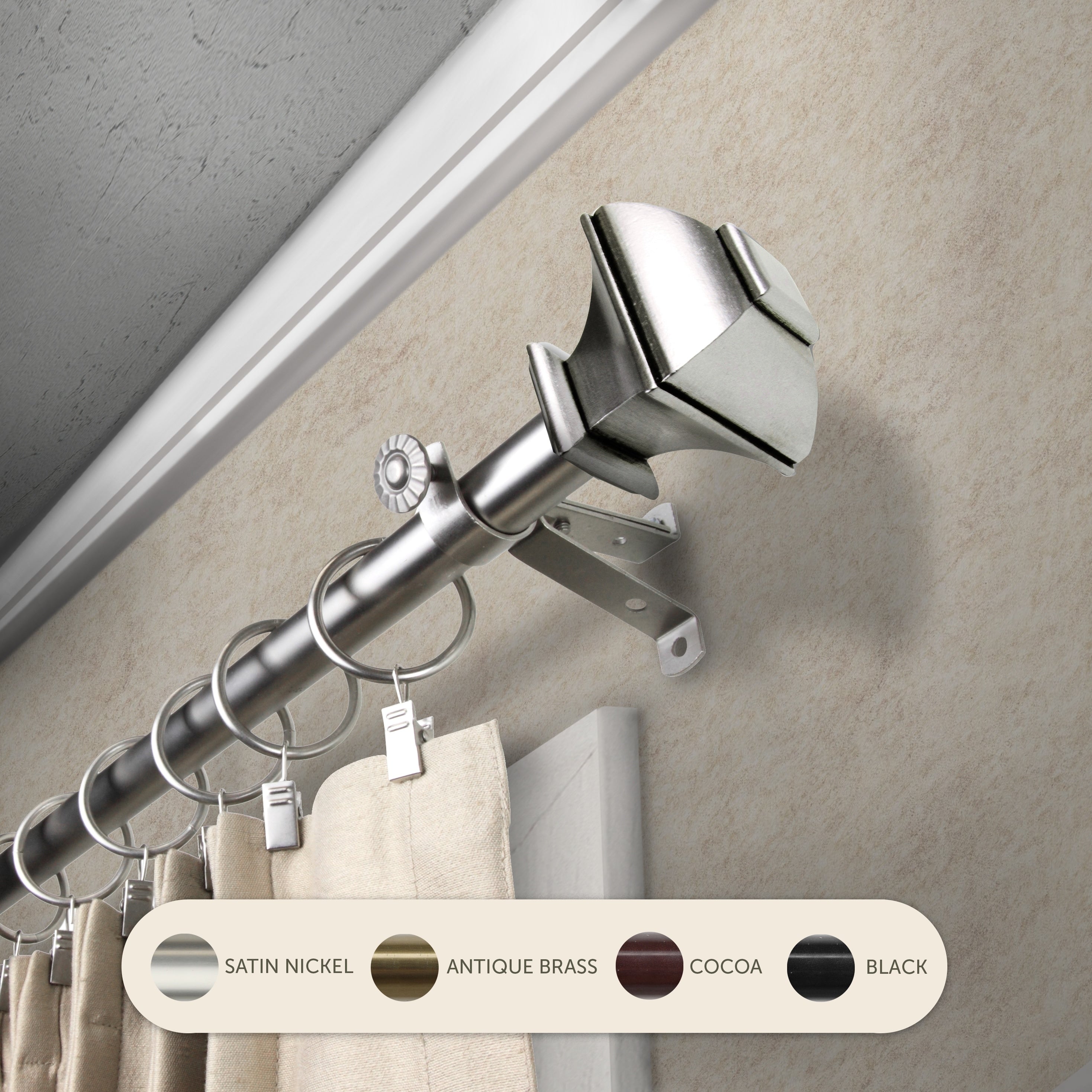 Instyledesign Eugene Adjustable Curtain Rod 13 16 Inch Dia.