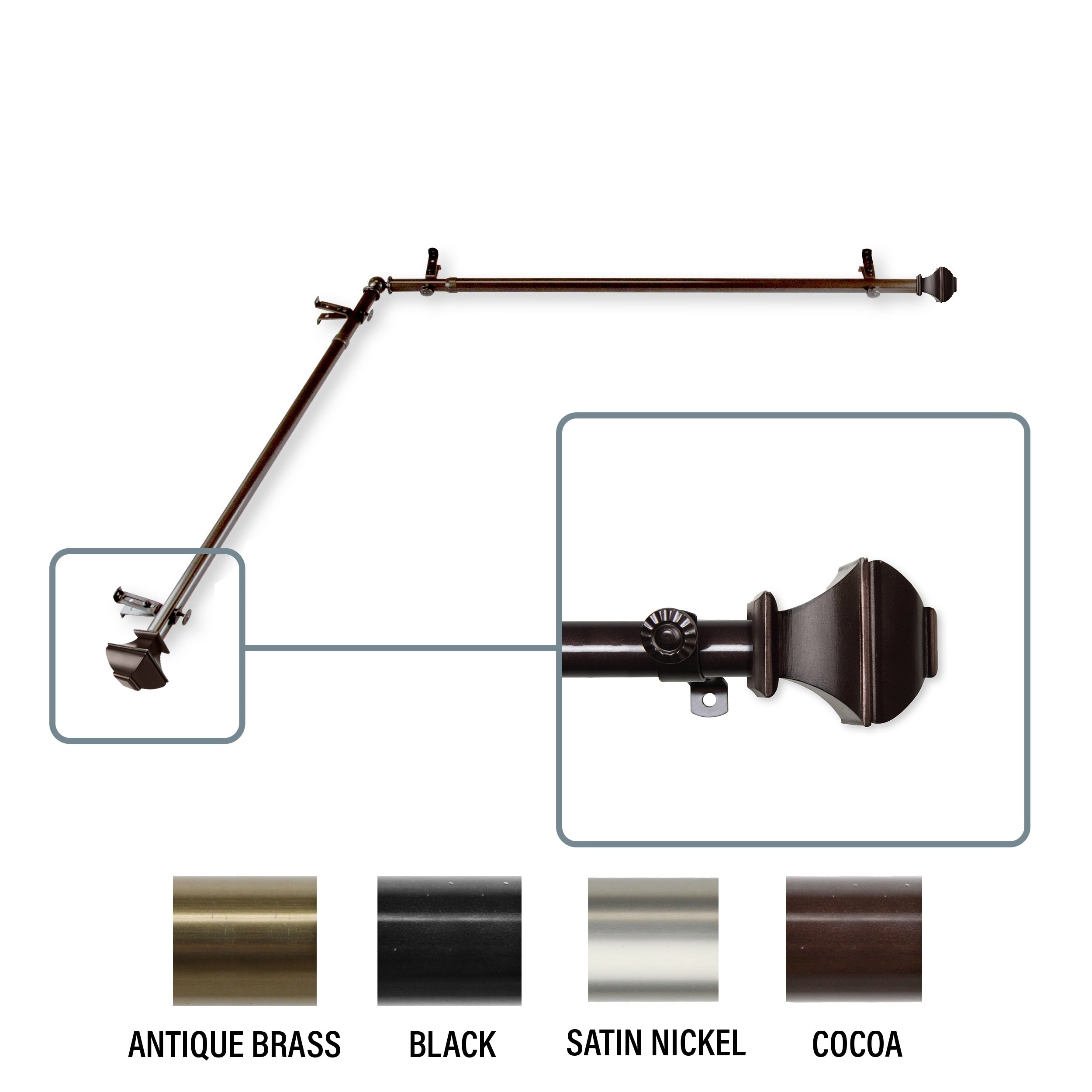 Instyledesign Eugene Corner Window Curtain Rod 13 16 Inch Dia.