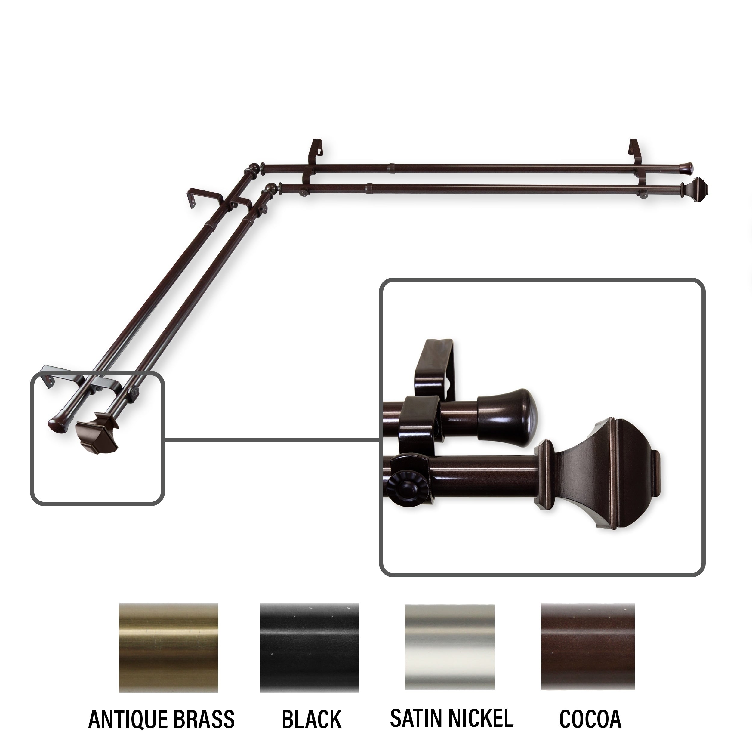 Instyledesign Eugene Corner Window Double Curtain Rod 13 16 Inch Dia.