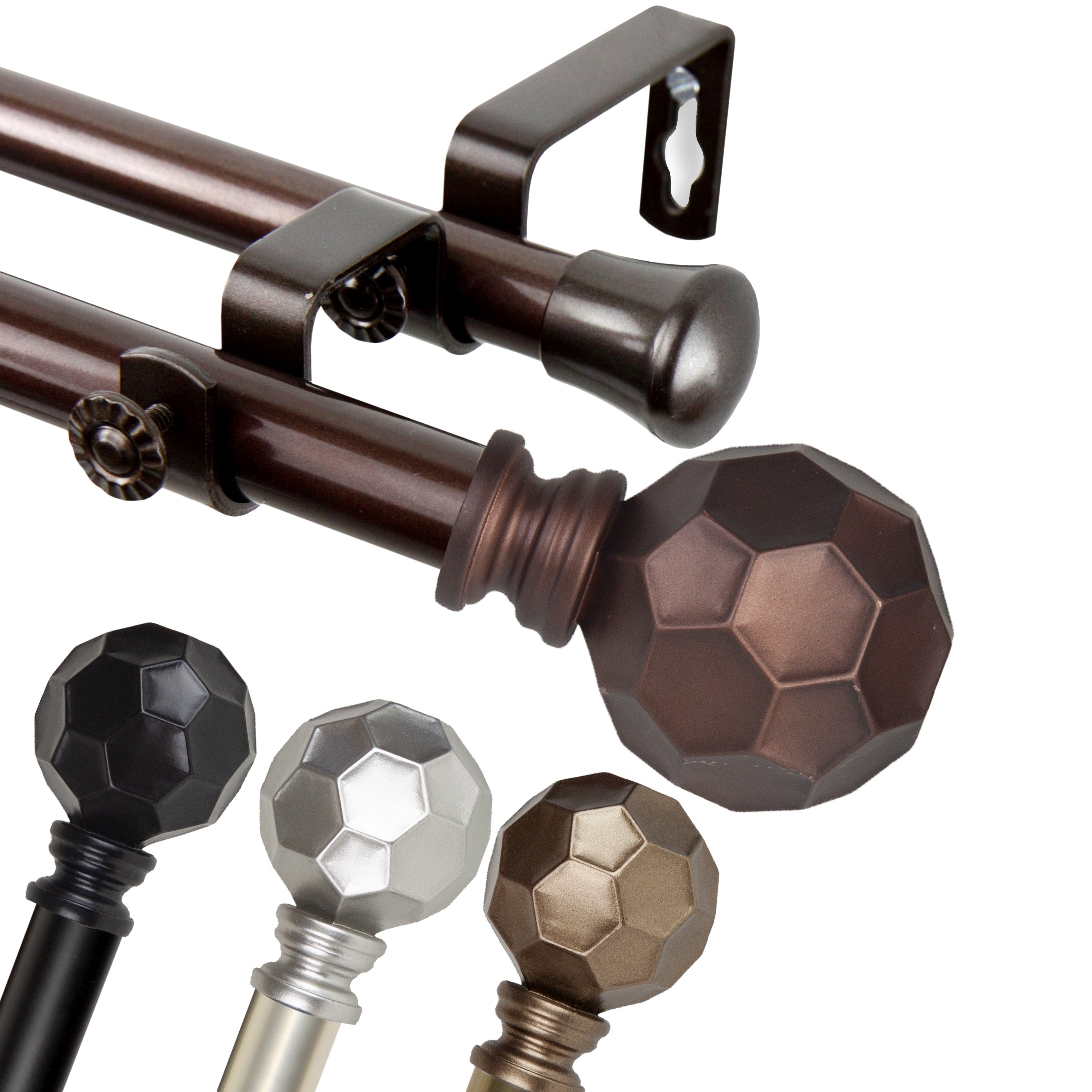 Instyledesign Finley Adjustable Double Curtain Rod 13 16 Inch Dia.