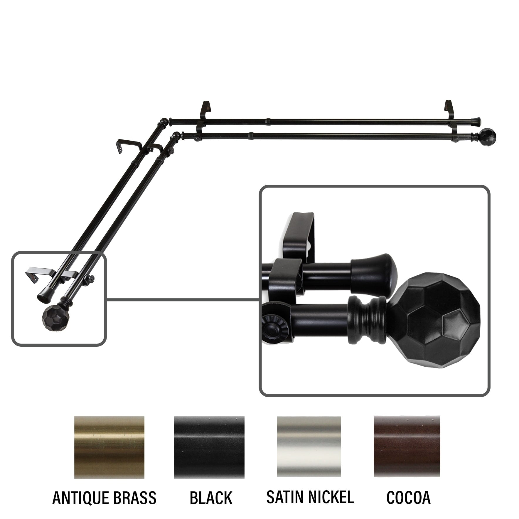 Instyledesign Finley Corner Window Double Curtain Rod 13 16 Inch Dia.