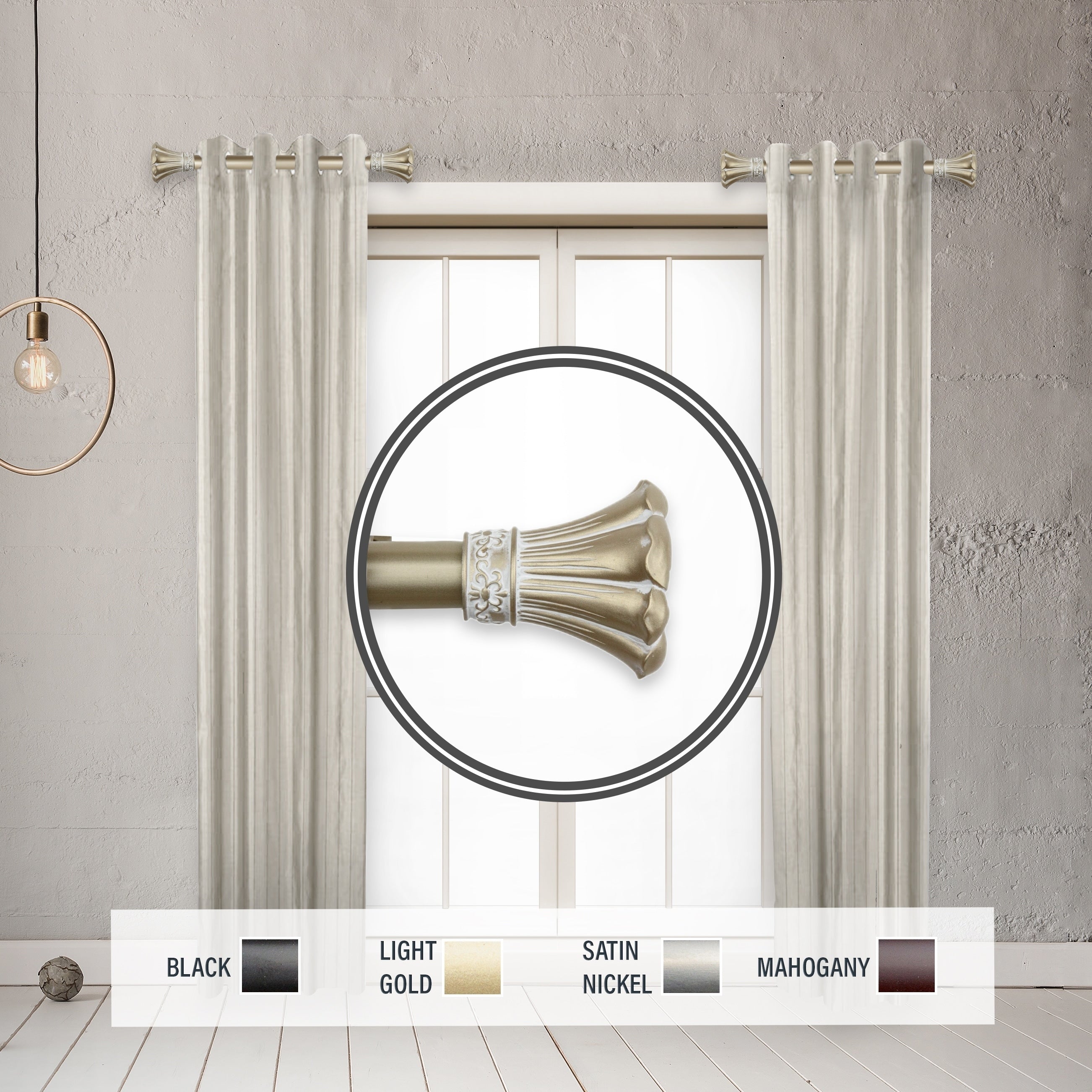 Instyledesign Floweret 1 Dia. Side Curtain Rod 12 20 Inch Long Set Of 2 12 To 20 Inches