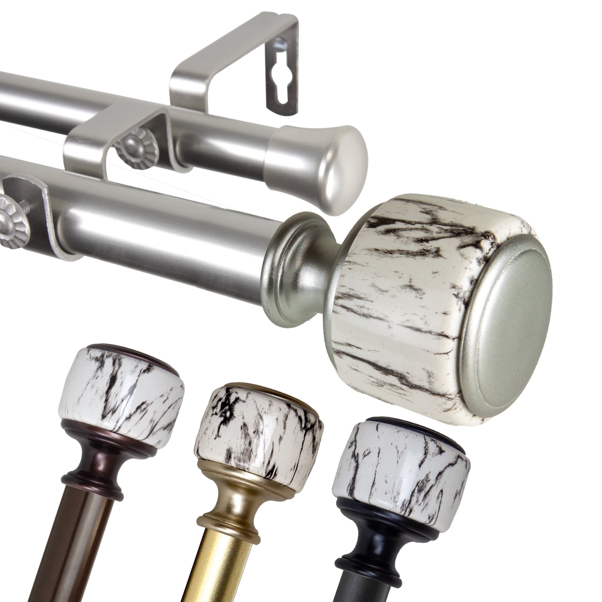 Instyledesign Genesis 1 Inch Diameter Adjustable Double Curtain Rod