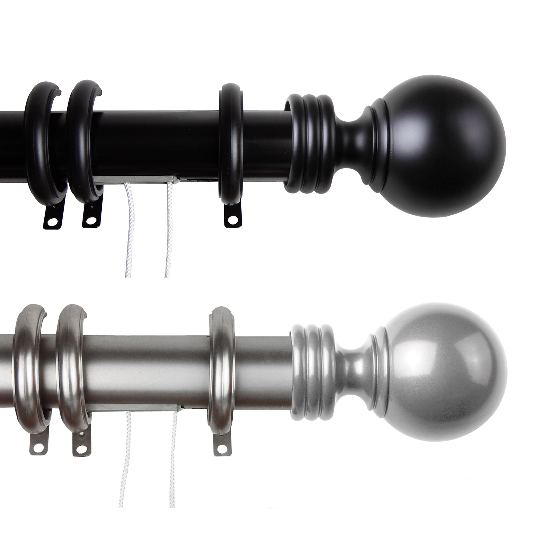 Instyledesign Globe Decorative Traverse Rod With Center Open Rings