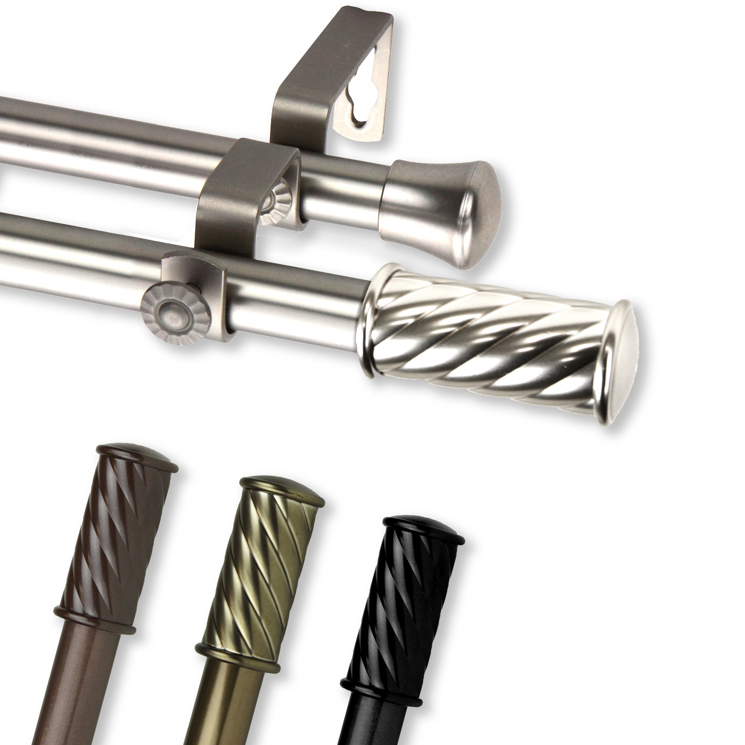 Instyledesign Handle Adjustable Double Curtain Rod