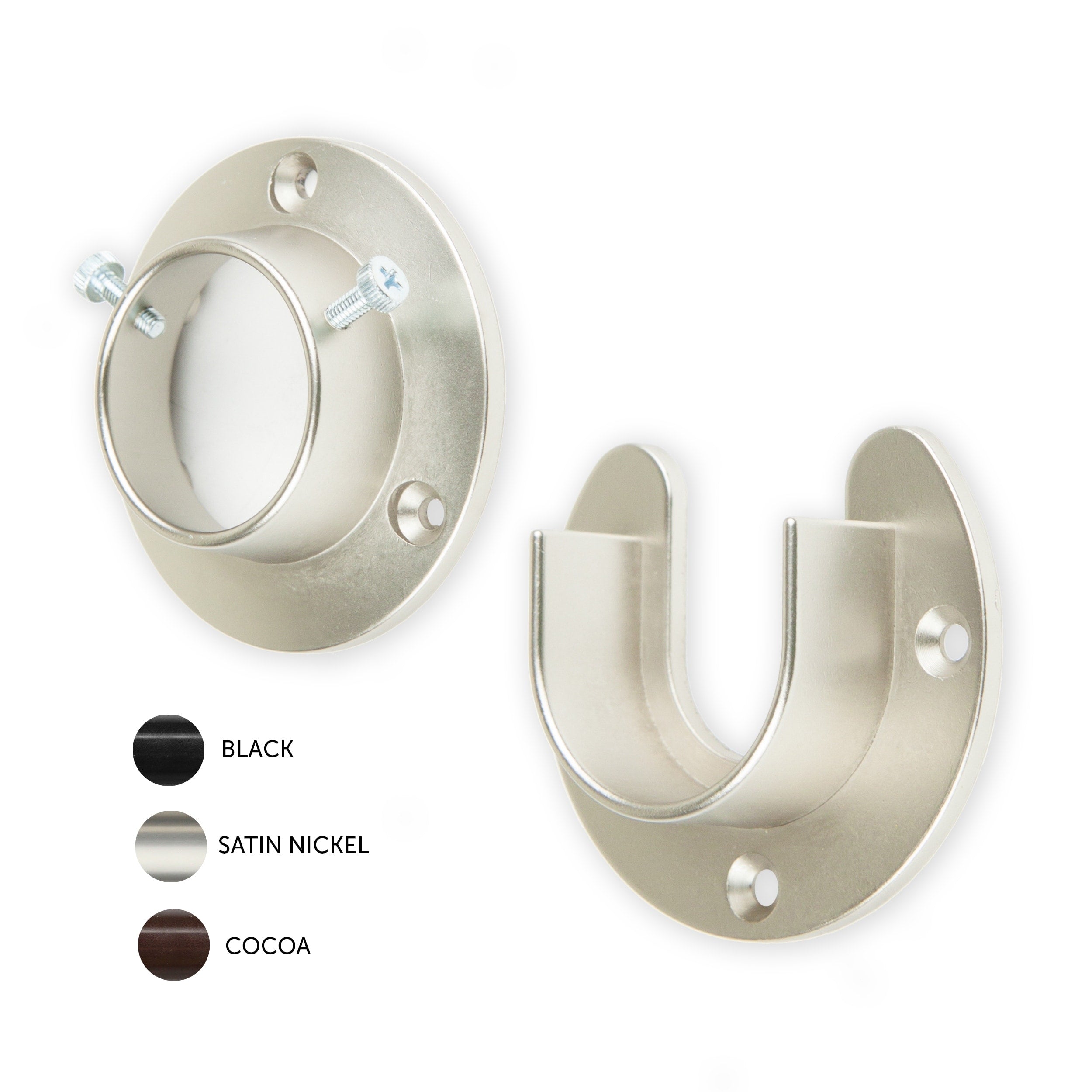 Instyledesign Heavy Duty Wall Mount 1.5 Closet Pole Rod Socket