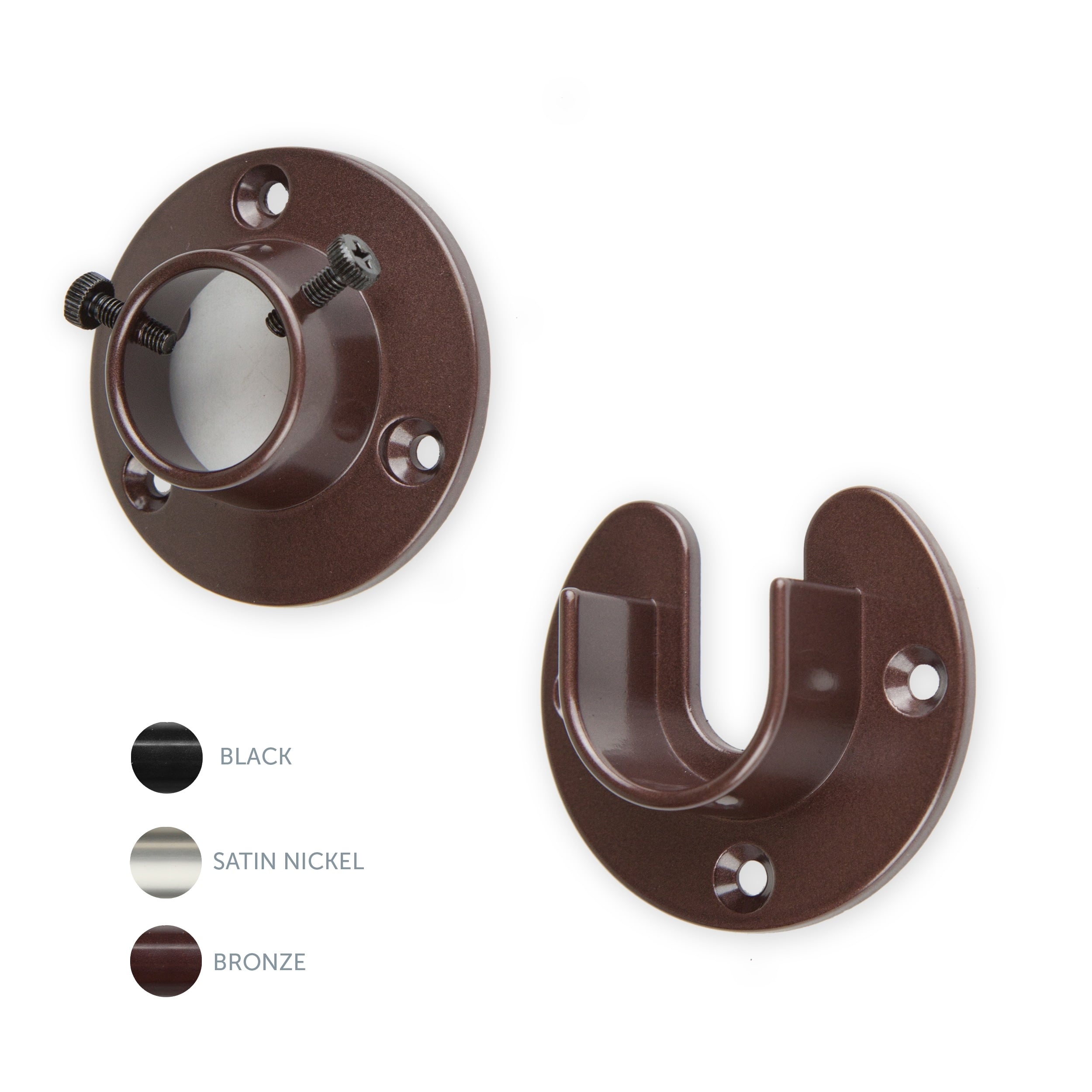 Instyledesign Heavy Duty Wall Mount 1 Closet Pole Rod Socket