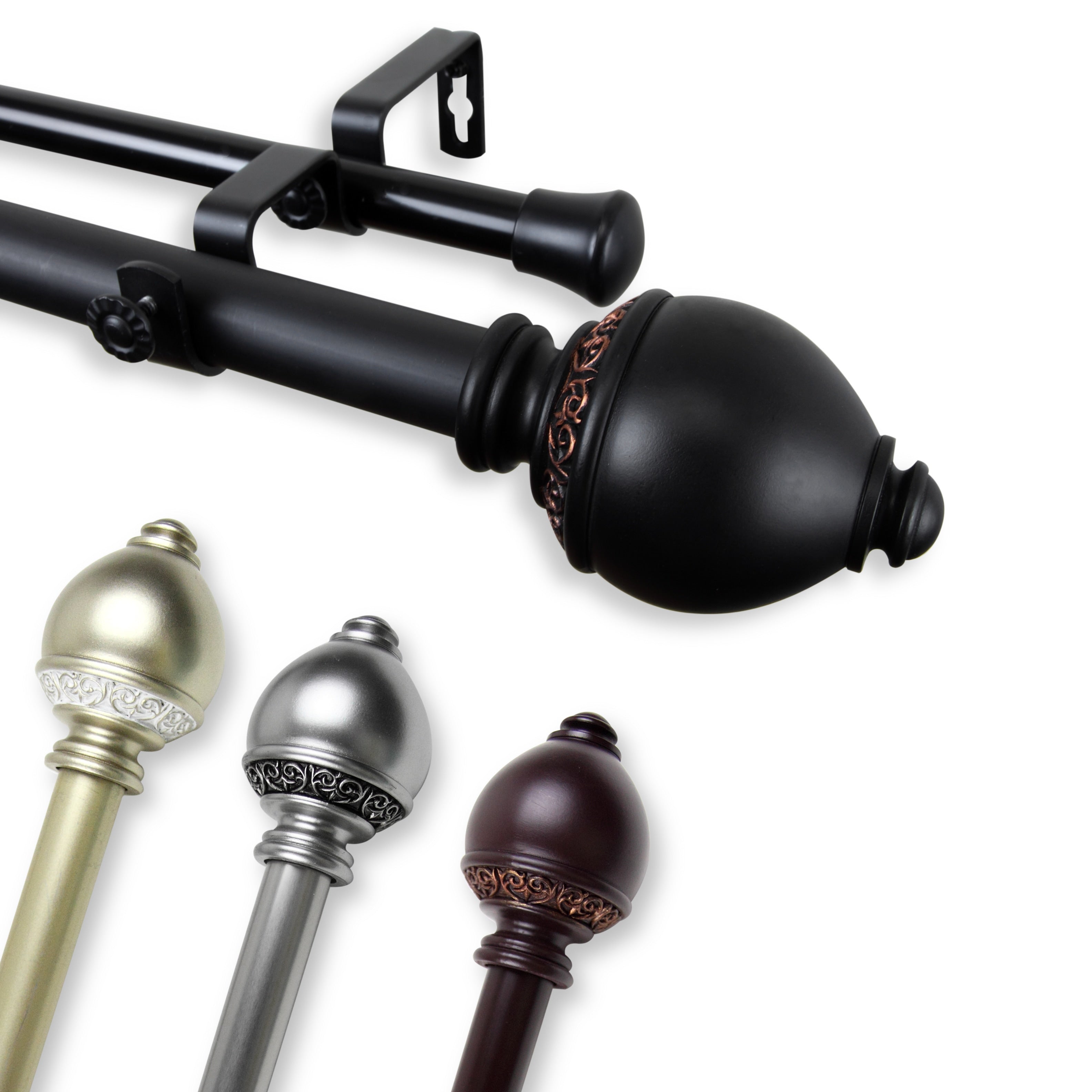Instyledesign Jolene 1 Inch Adjustable Double Curtain Rod