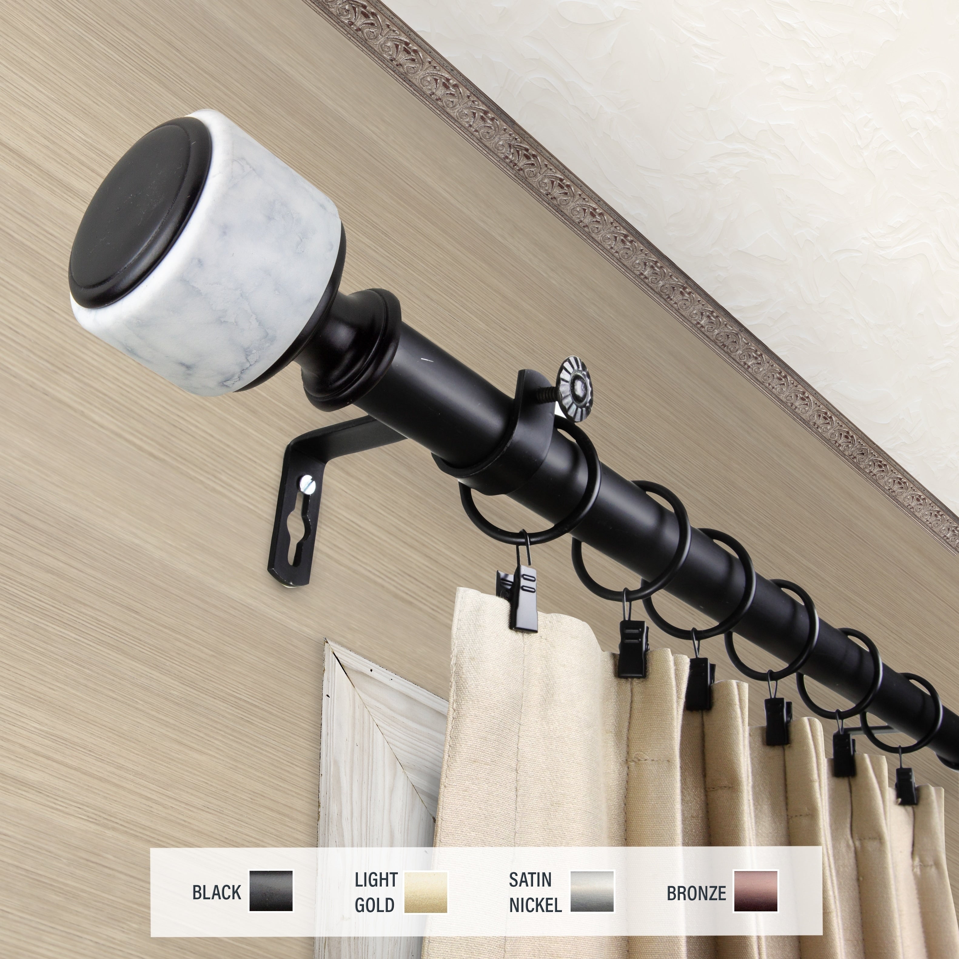 Instyledesign Kinsley 1 Inch Diameter Adjustable Curtain Rod