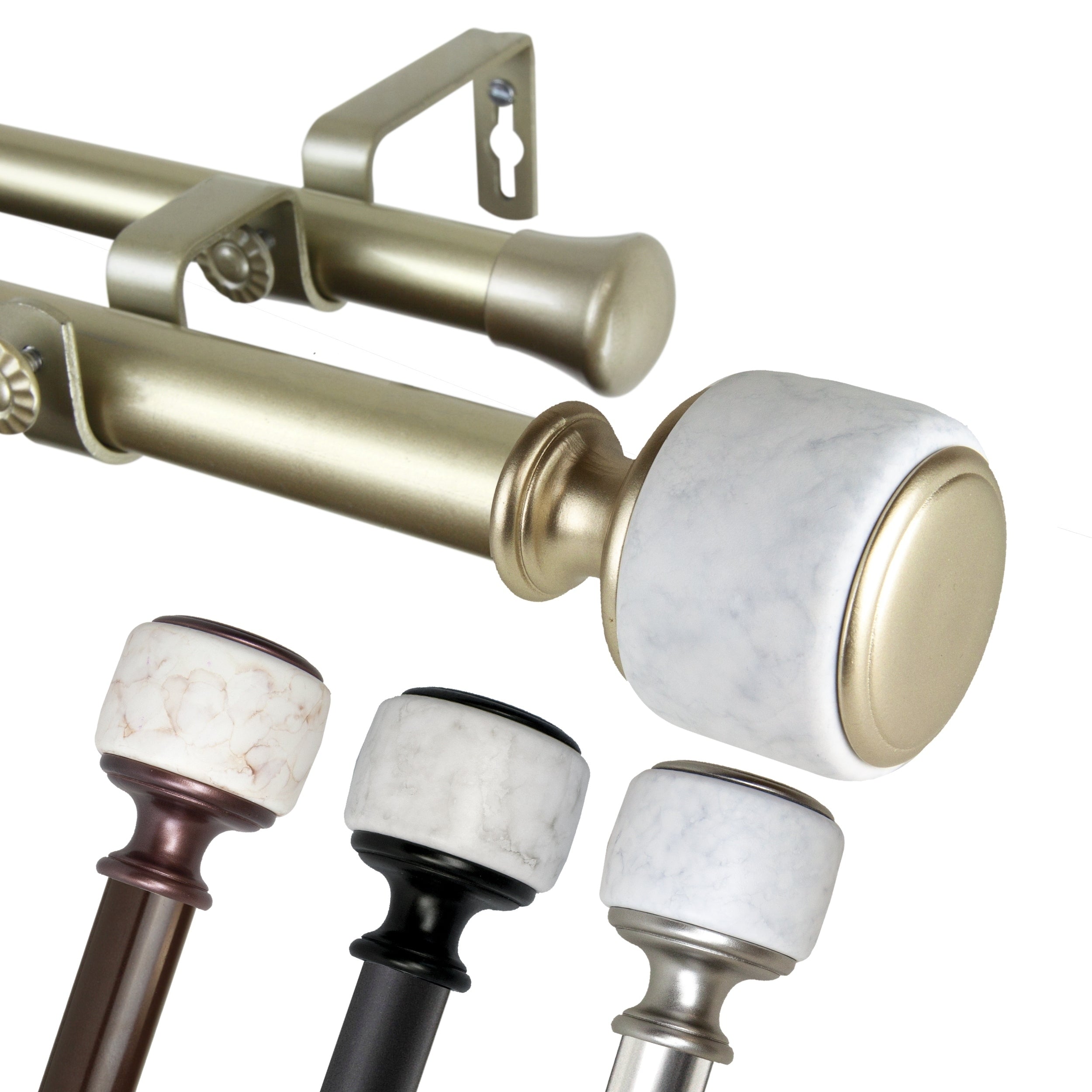Instyledesign Kinsley 1 Inch Diameter Adjustable Double Curtain Rod