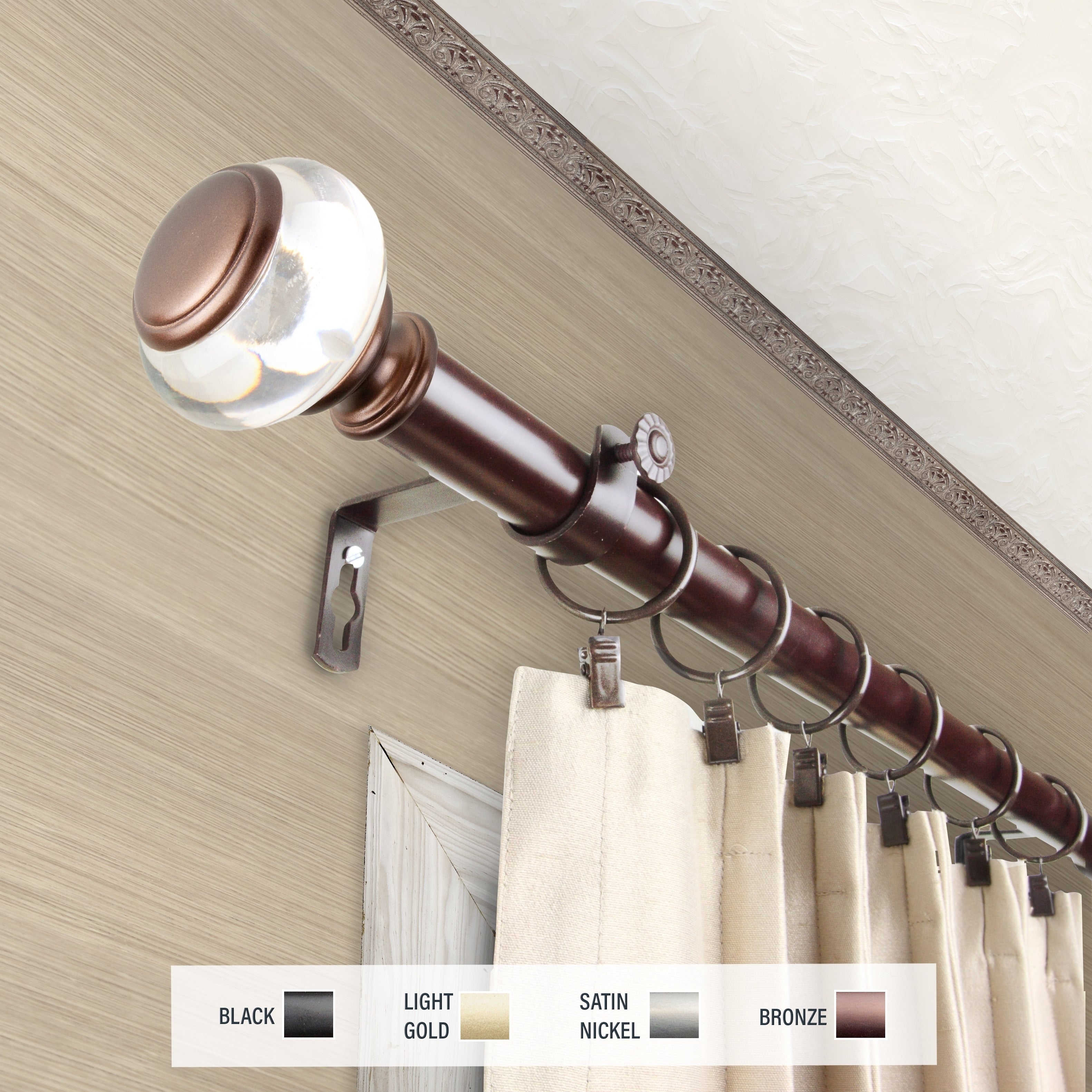 Instyledesign Madelyn 1 Inch Diameter Adjustable Curtain Rod