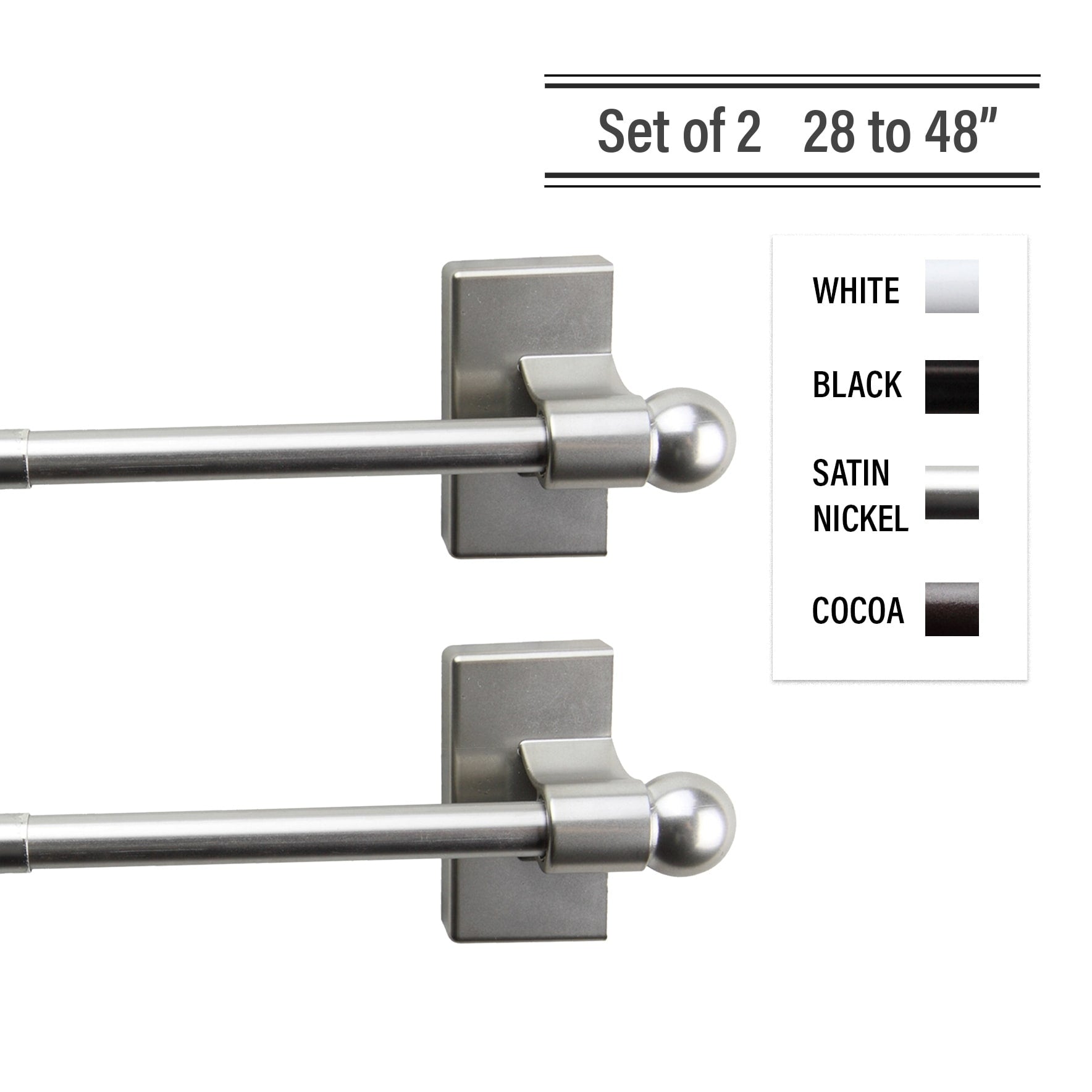 Instyledesign Magnetic Curtain Rod 28 48 Inch Set Of 2