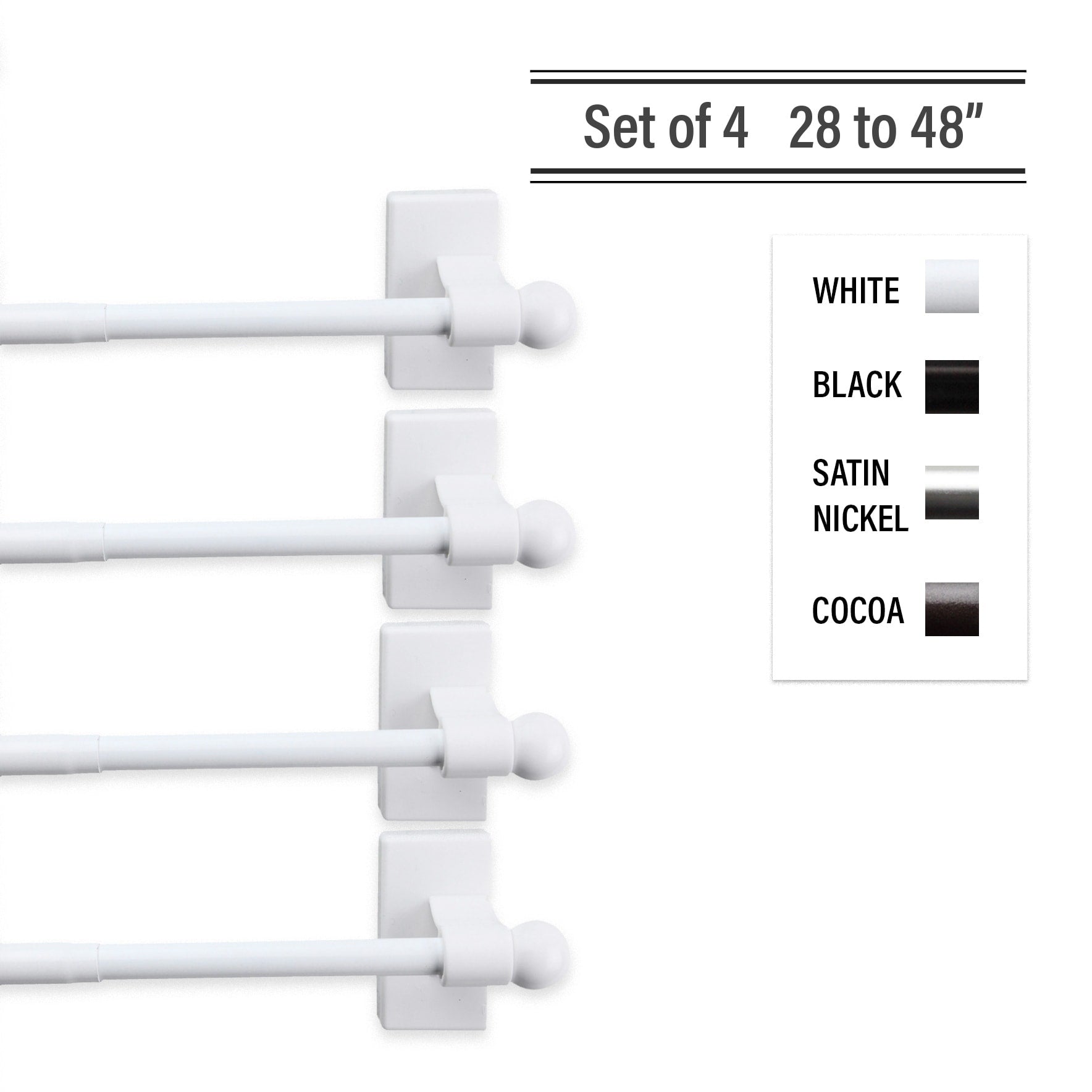 Instyledesign Magnetic Curtain Rod 28 48 Inch Set Of 4