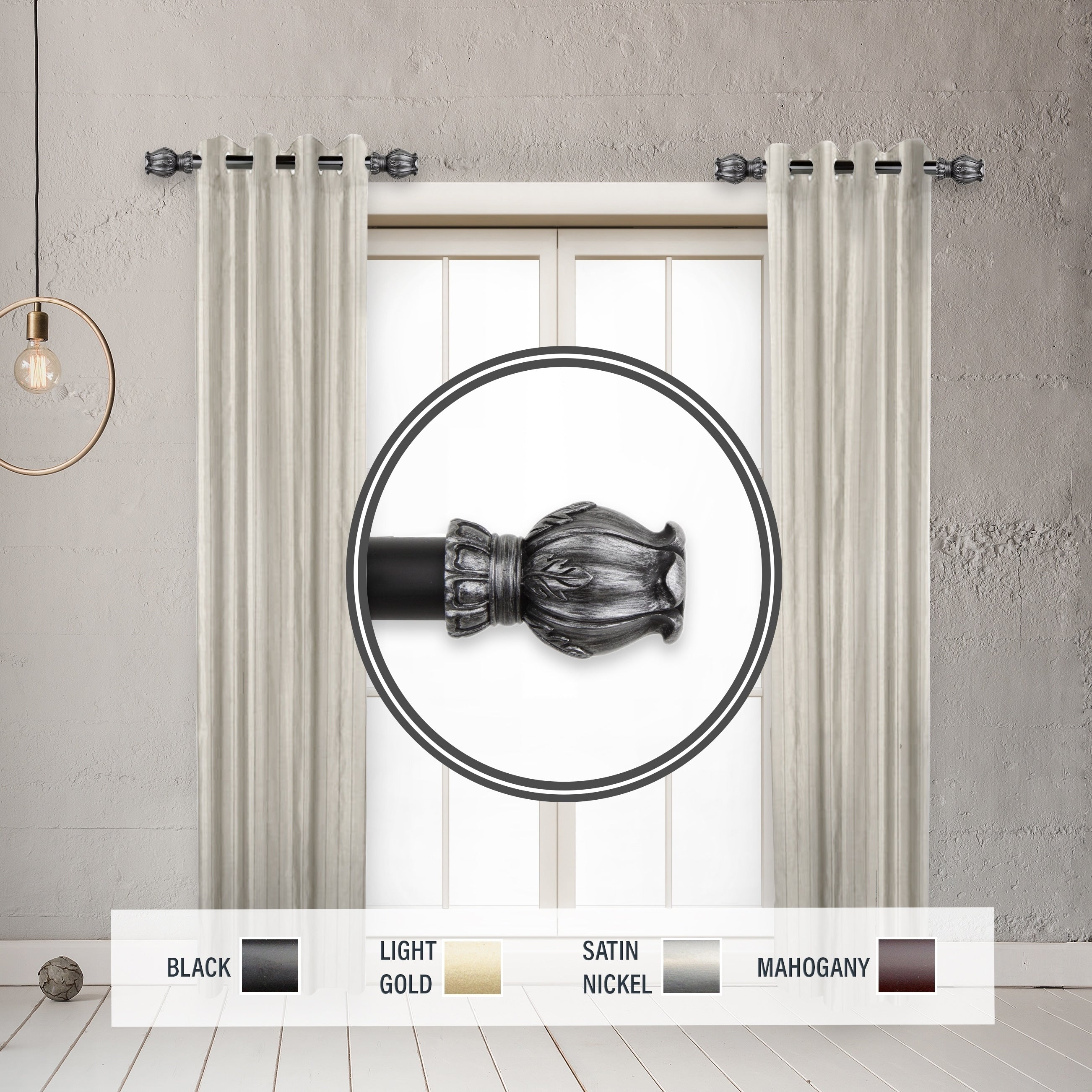 Instyledesign Majesty 1 Dia. Side Curtain Rod 12 20 Inch Long Set Of 2 12 To 20 Inches