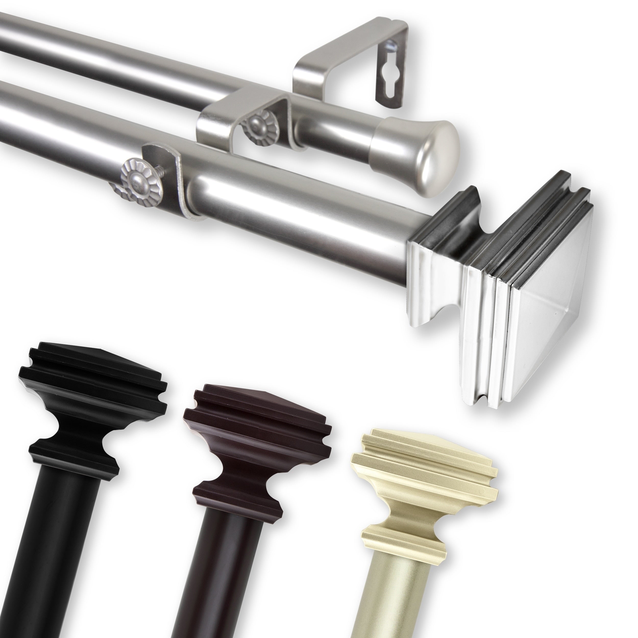 Instyledesign Mantle 1 Inch Diameter Adjustable Double Curtain Rod