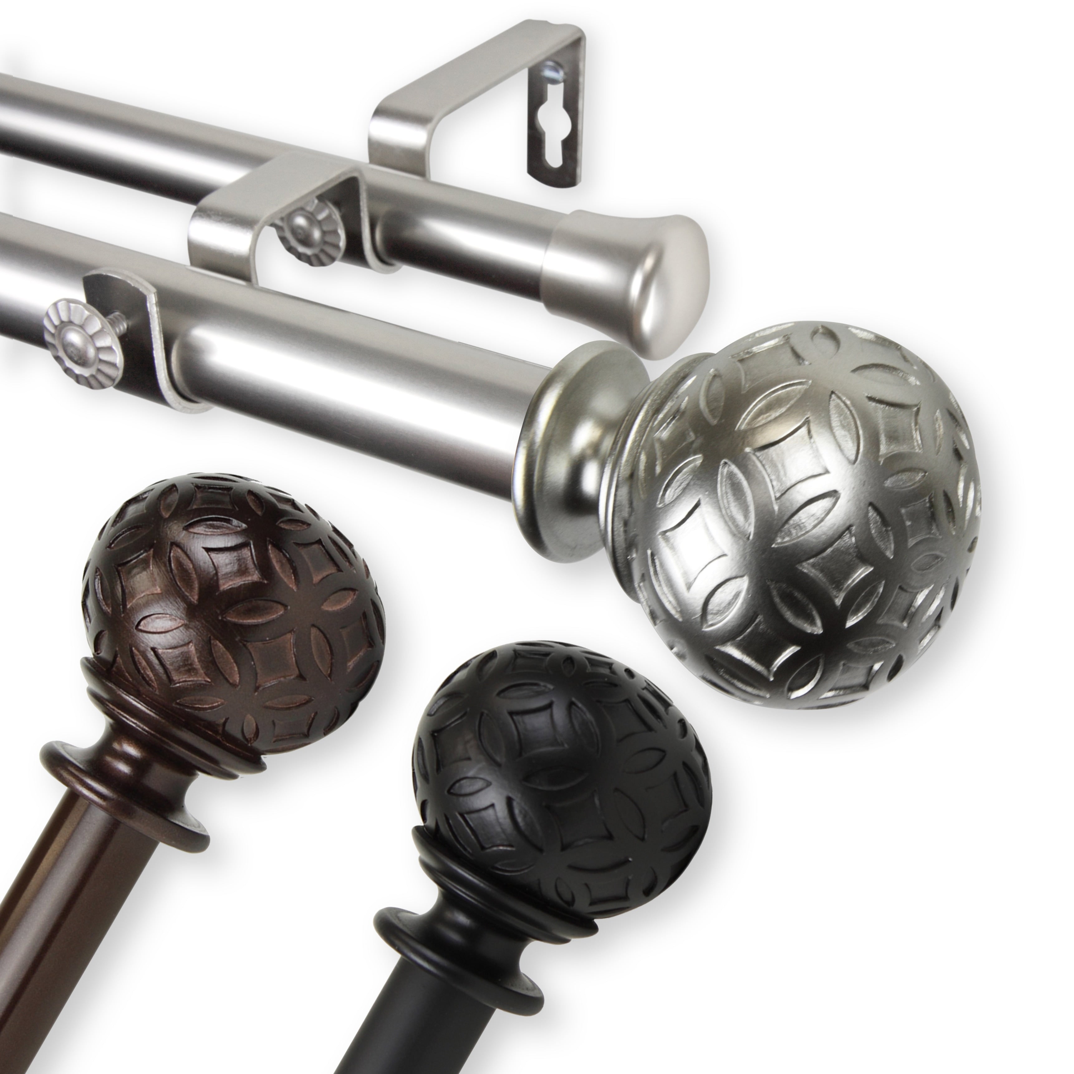 Instyledesign Odette 1 Inch Diameter Adjustable Double Curtain Rod