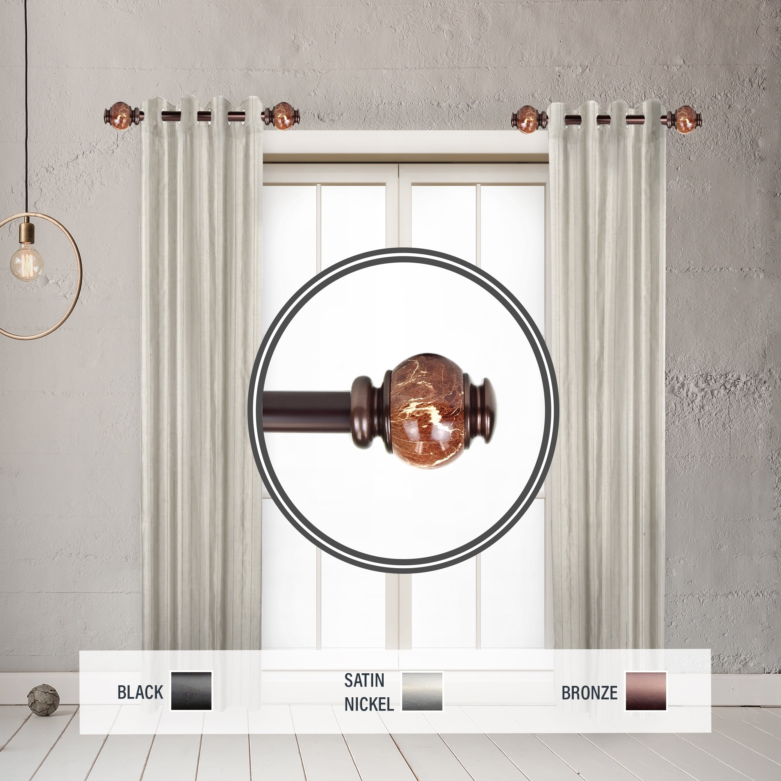 Instyledesign Onyx 1 Side Curtain Rod 12 20 Inch Long Set Of 2 12 To 20 Inches