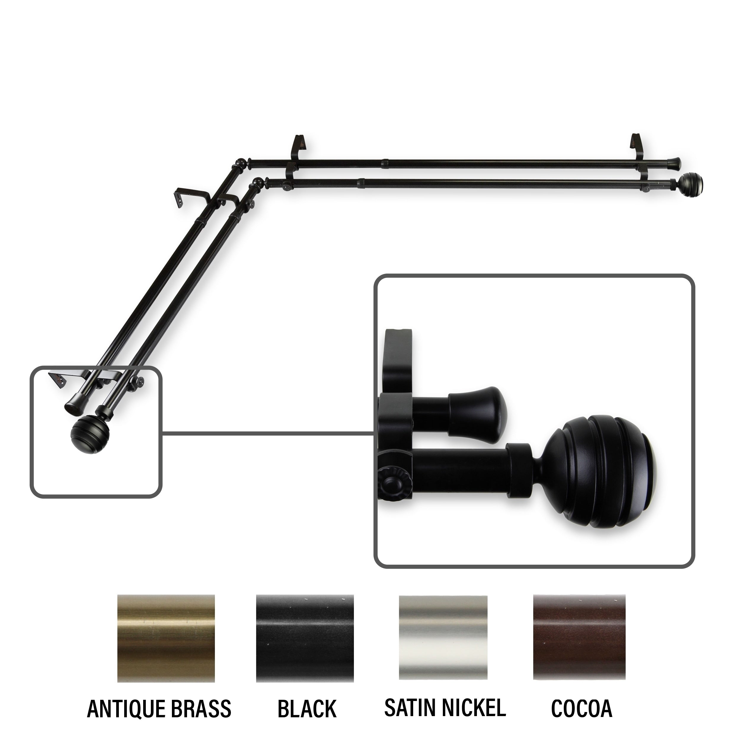Instyledesign Piper Corner Window Double Curtain Rod 13 16 Inch Dia.