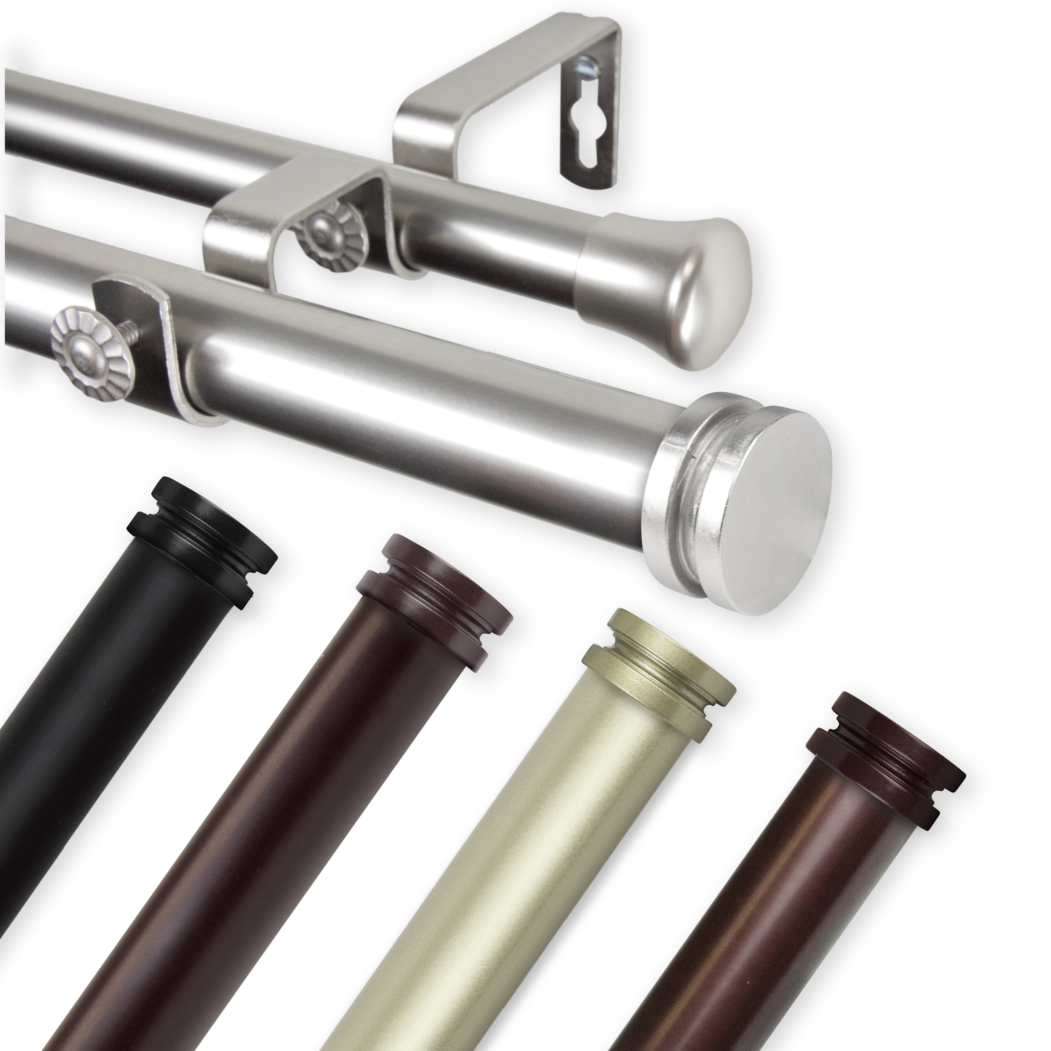Instyledesign Pita 1 Inch Diameter Adjustable Double Curtain Rod