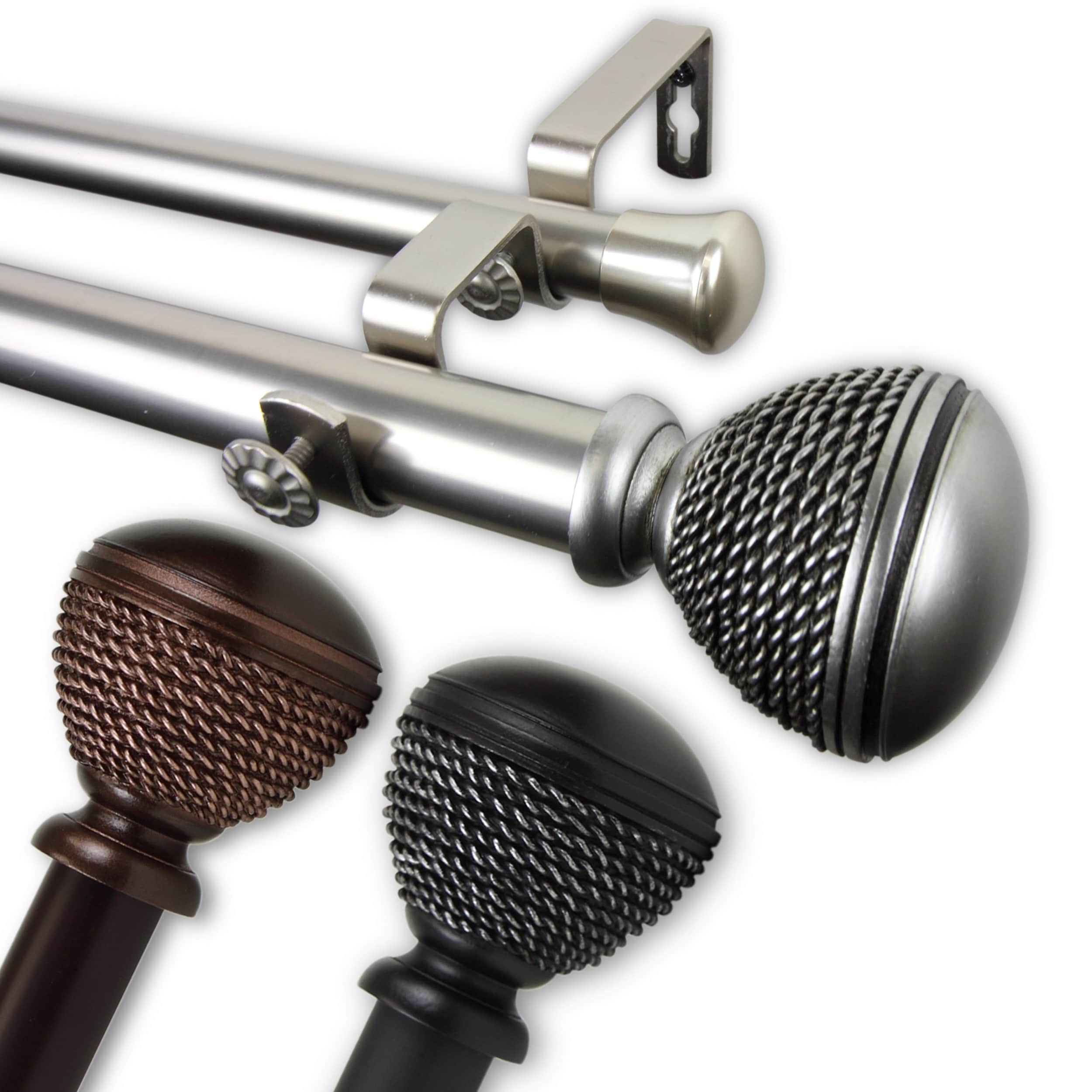 Instyledesign Plait 1 Inch Diameter Adjustable Double Curtain Rod