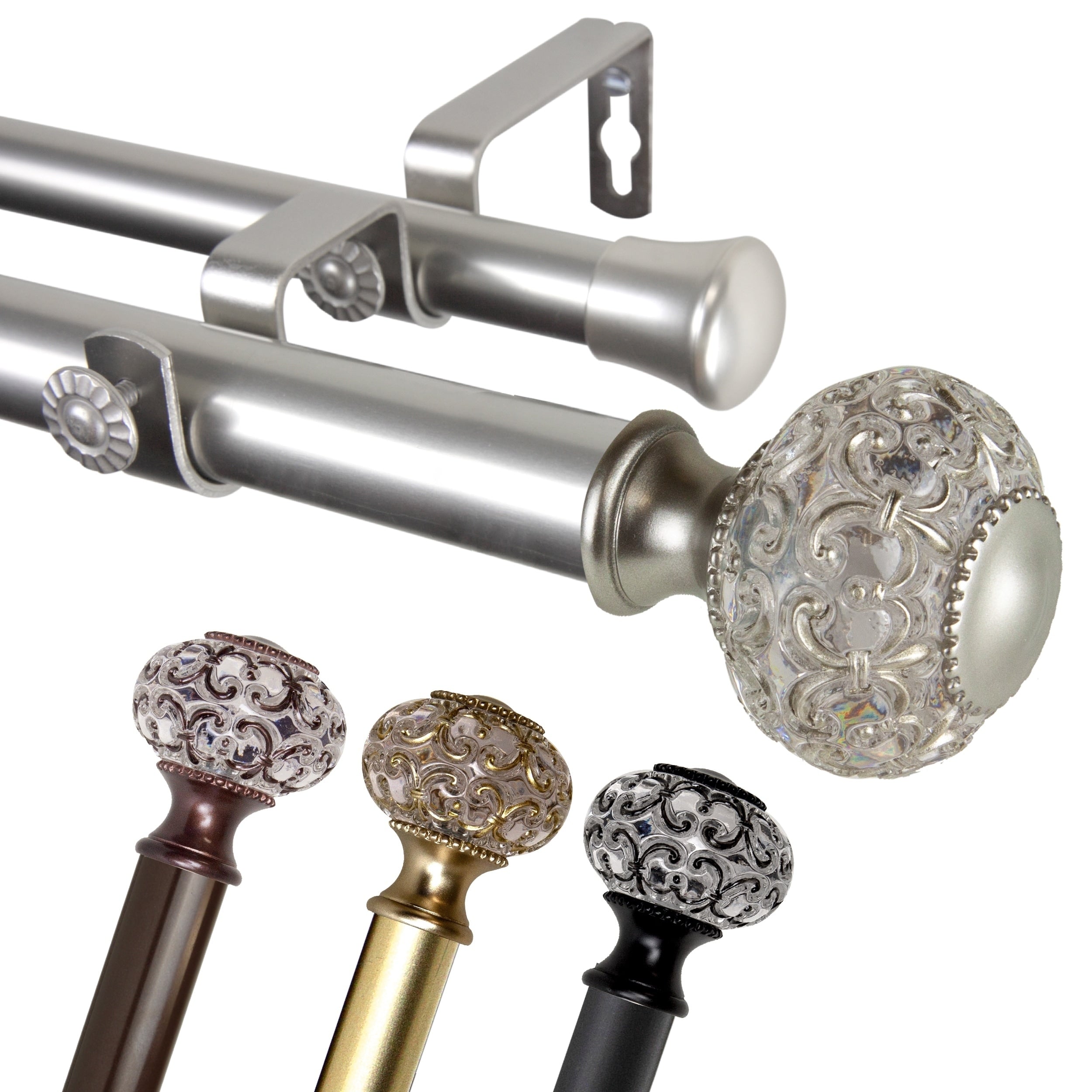 Instyledesign Sadie 1 Inch Diameter Adjustable Double Curtain Rod