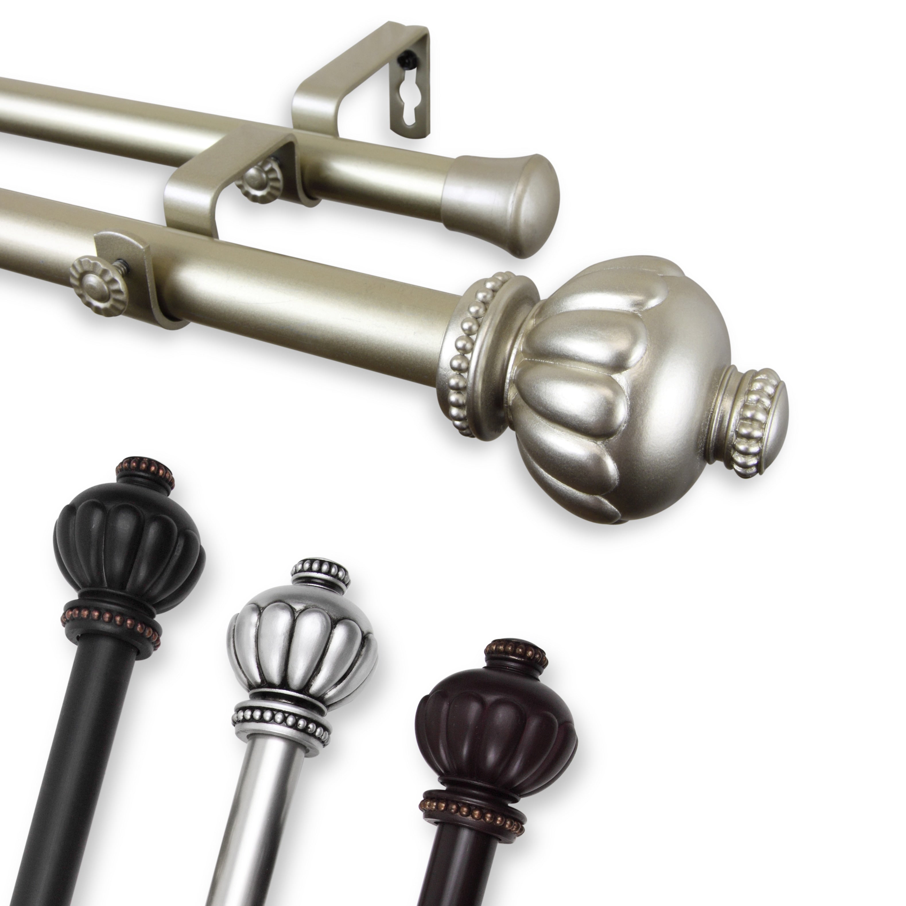 Instyledesign Sandro 1 Inch Adjustable Double Curtain Rod