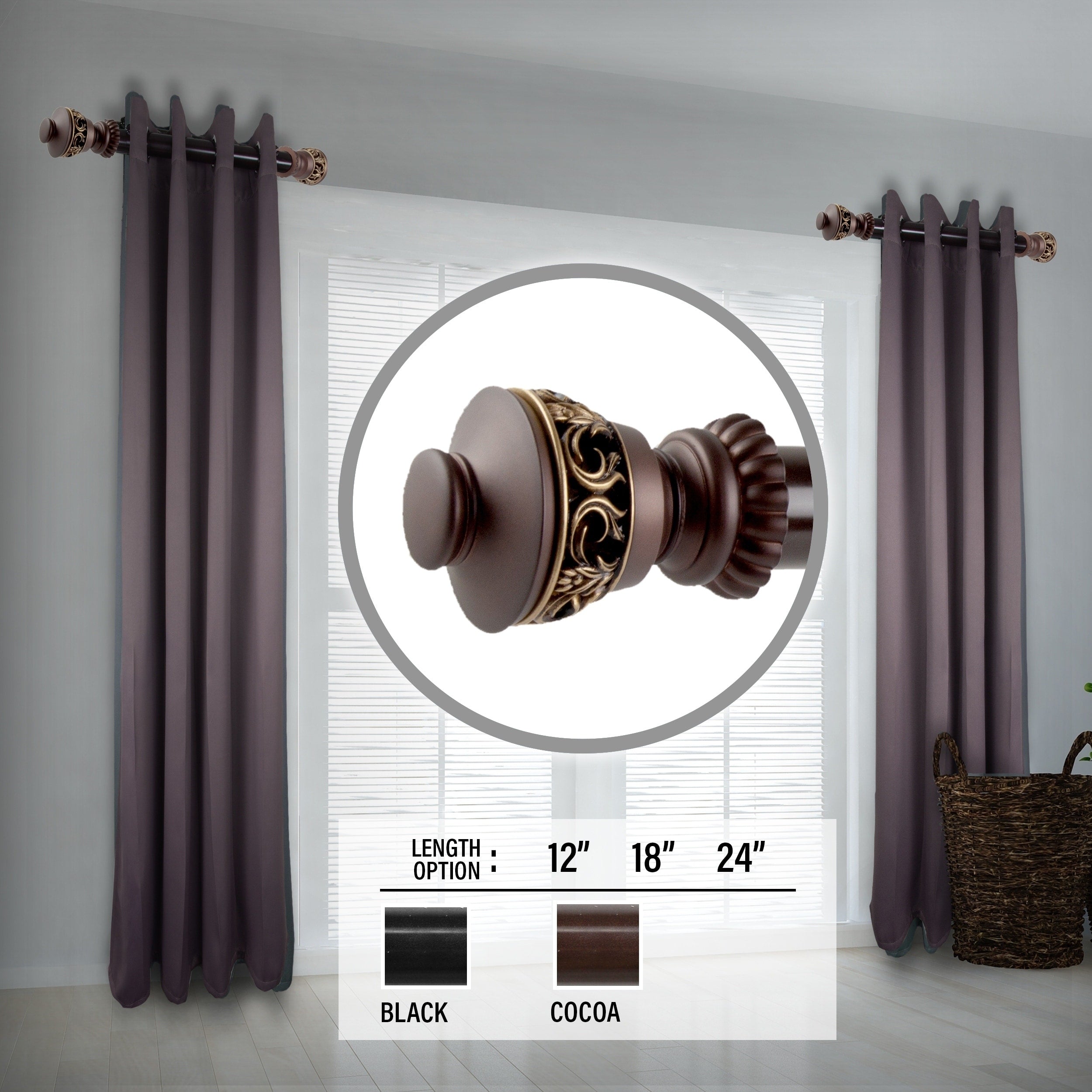 Instyledesign Scroll 1.5 Side Curtian Rod Set Of 2
