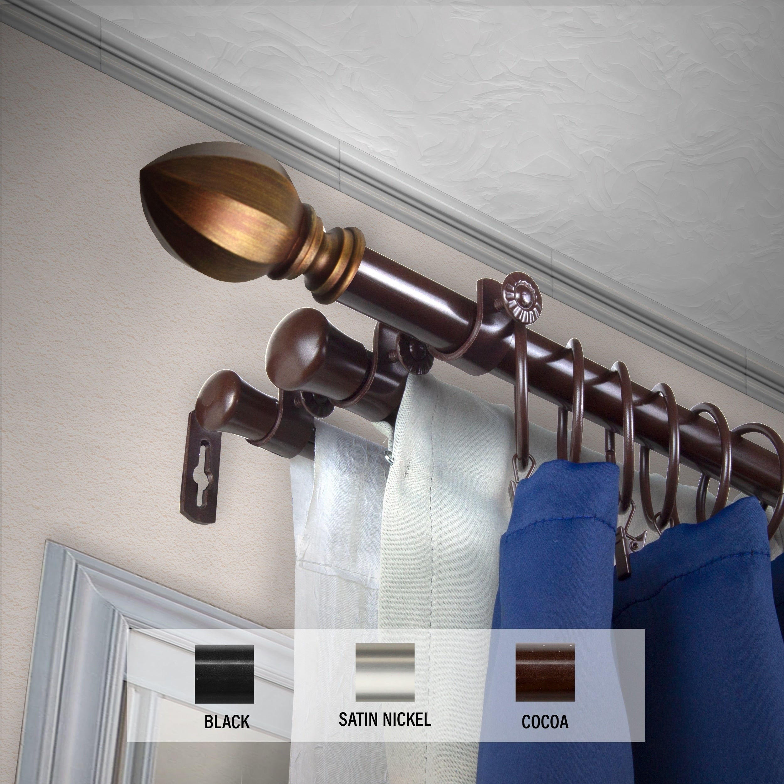 Instyledesign Sienna Triple Curtain Rod 13 16 Inch Dia.