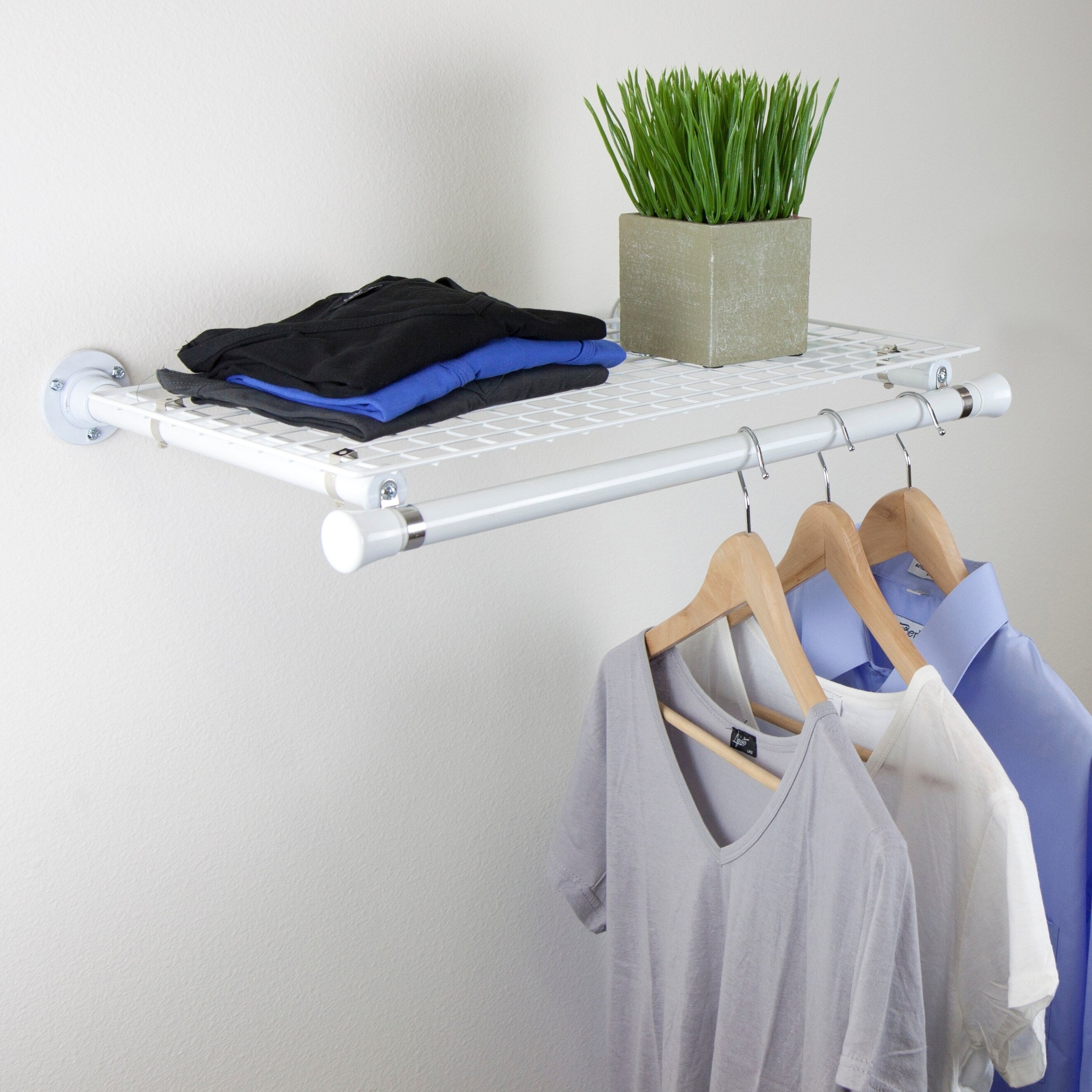 Instyledesign Single Shelf With Hanger White