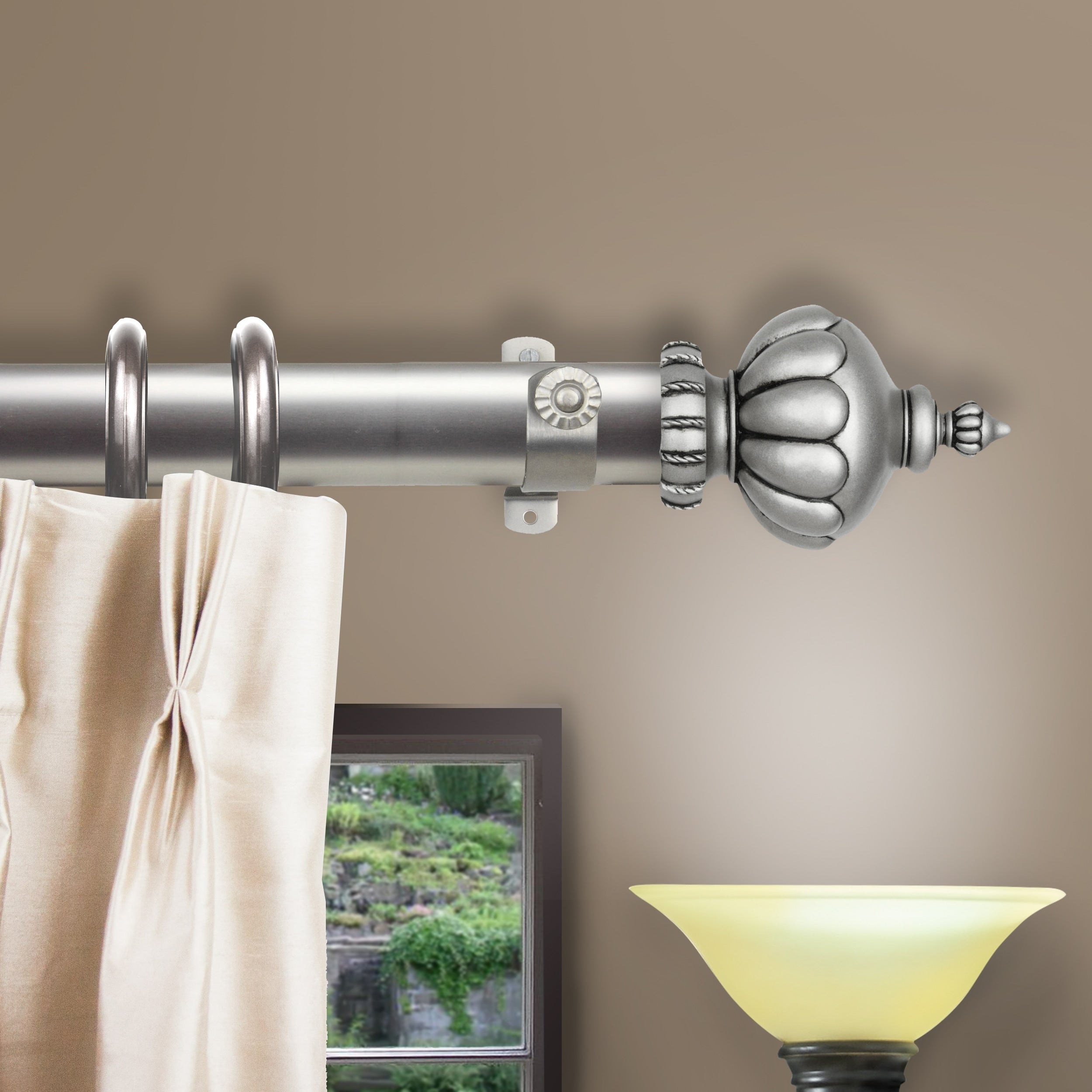 Instyledesign Stately Decorative Traverse Rod With Center Open Rings