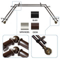 Instyledesign Stella 13 16 Double Bay Window Curtain Rod 20 36 Inches 38 72 Inches