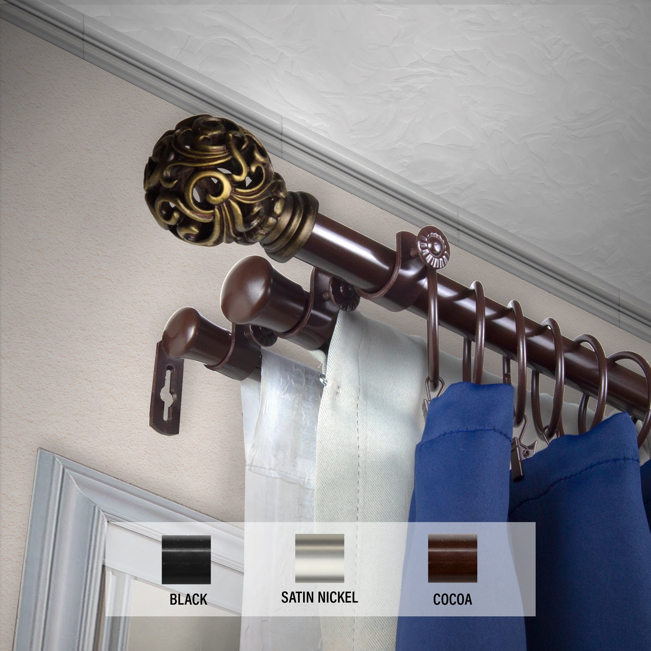 Instyledesign Stella Triple Curtain Rod 13 16 Inch Dia.