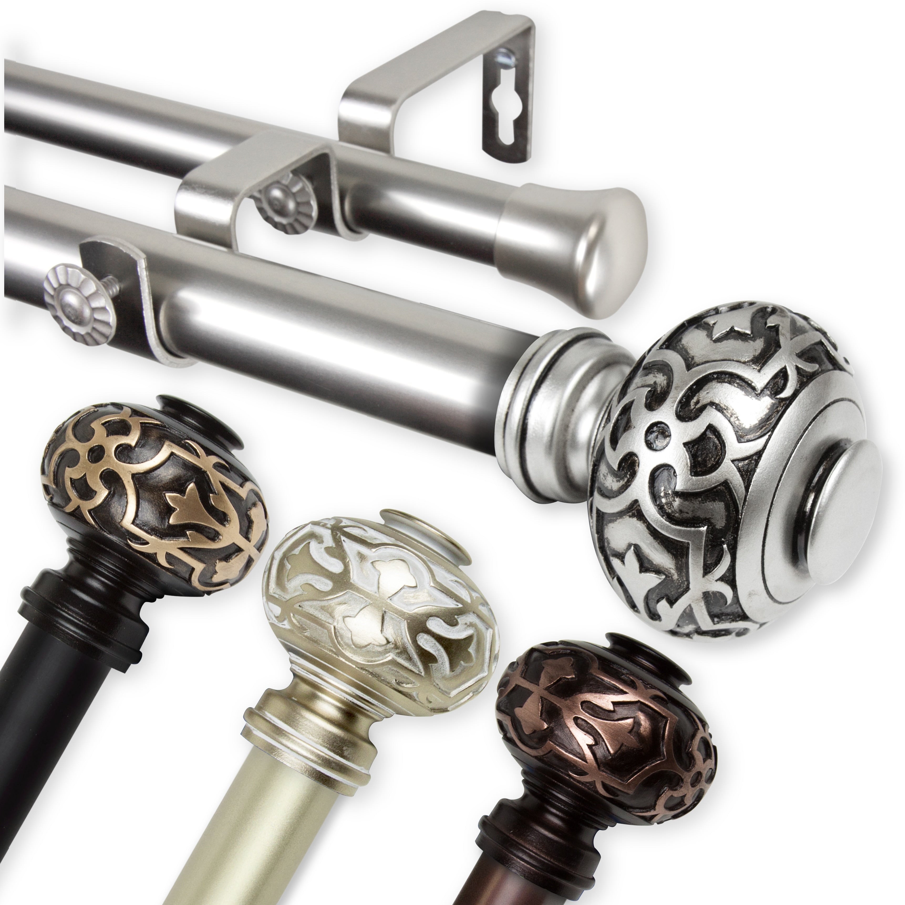 Instyledesign Sycamore 1 Inch Diameter Adjustable Double Curtain Rod