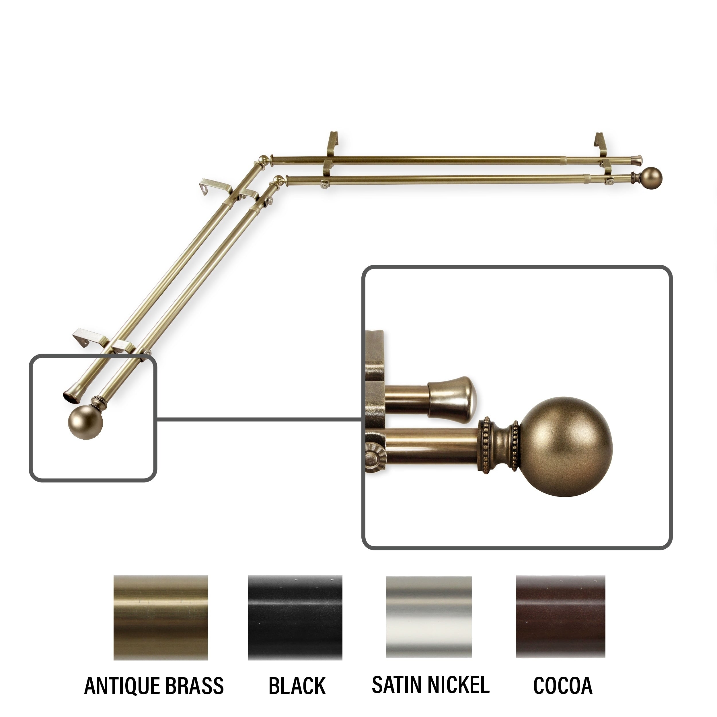 Instyledesign Tegan Corner Window Double Curtain Rod 13 16 Inch Dia.