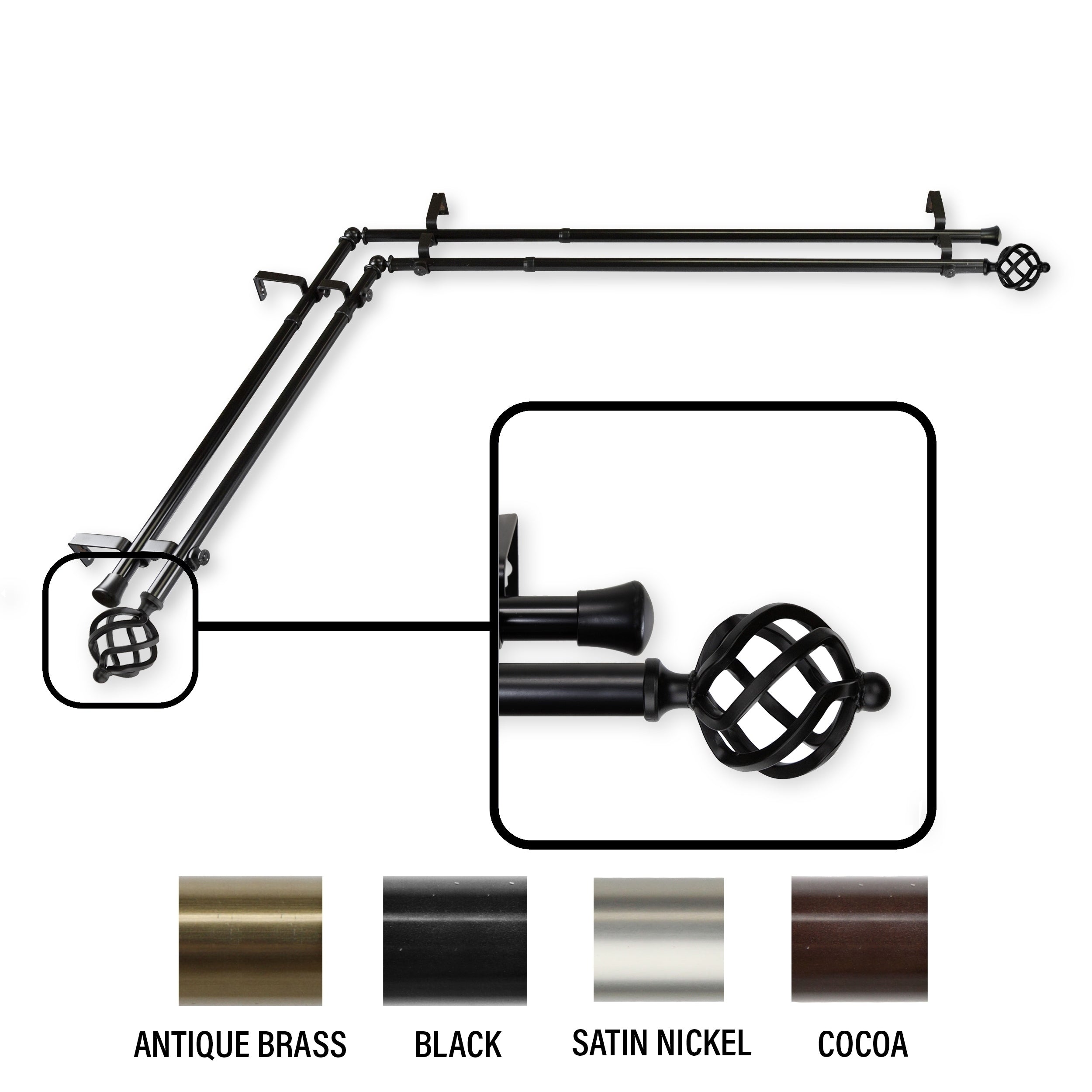 Instyledesign Torison Corner Window Double Curtain Rod 13 16 Inch Dia.