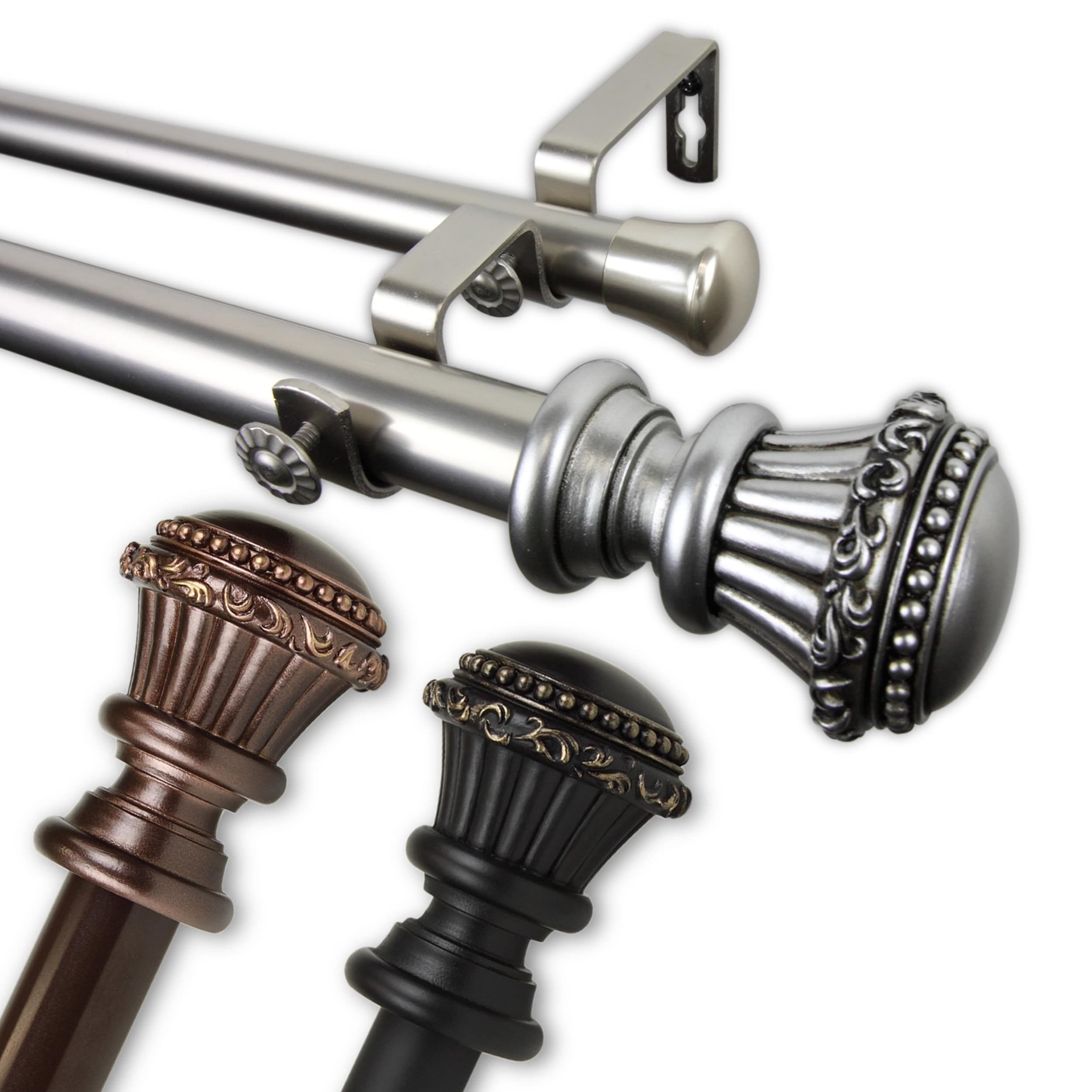 Instyledesign Trinity 1 Inch Diameter Adjustable Double Curtain Rod