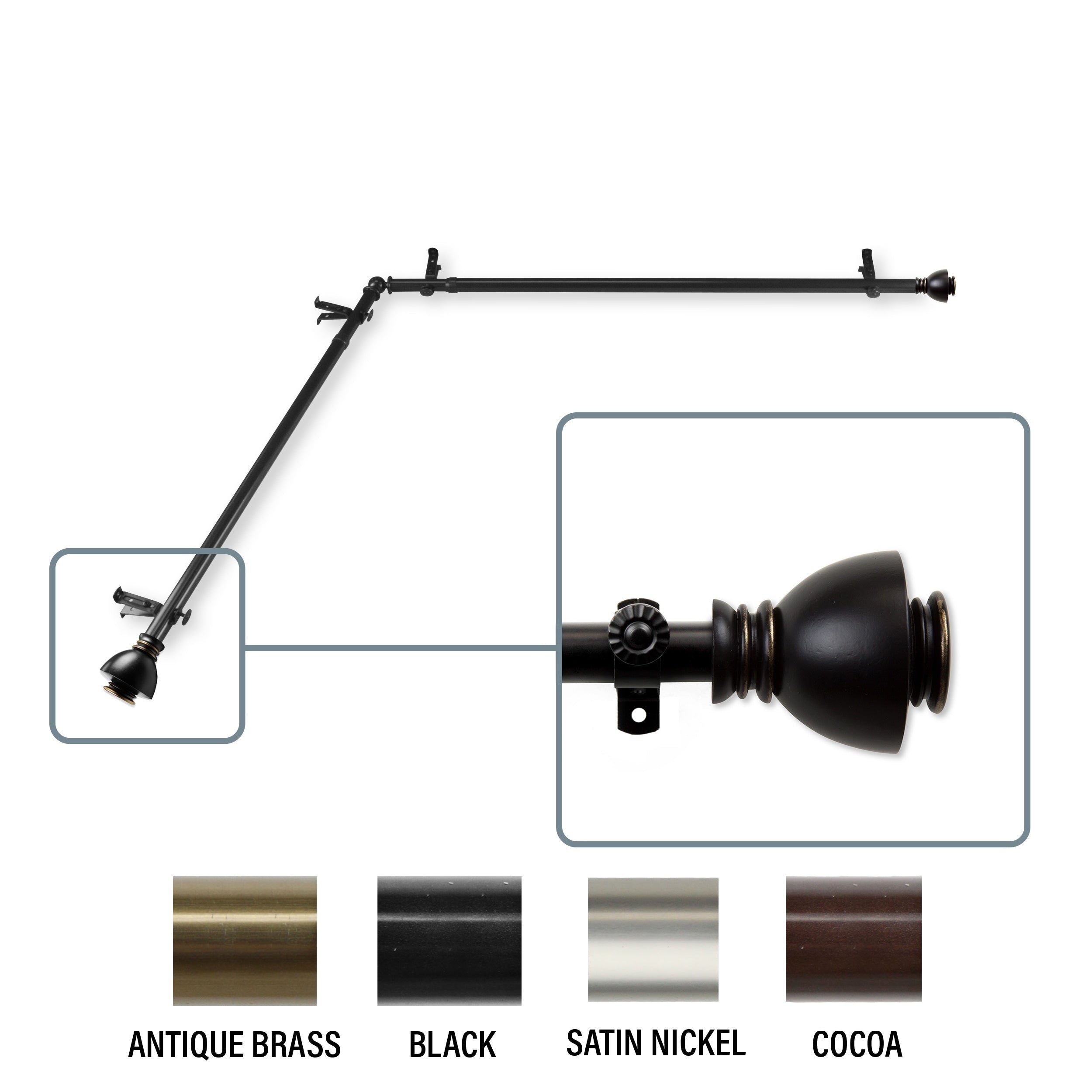 Instyledesign Tristan Corner Window Curtain Rod 13 16 Inch Dia.