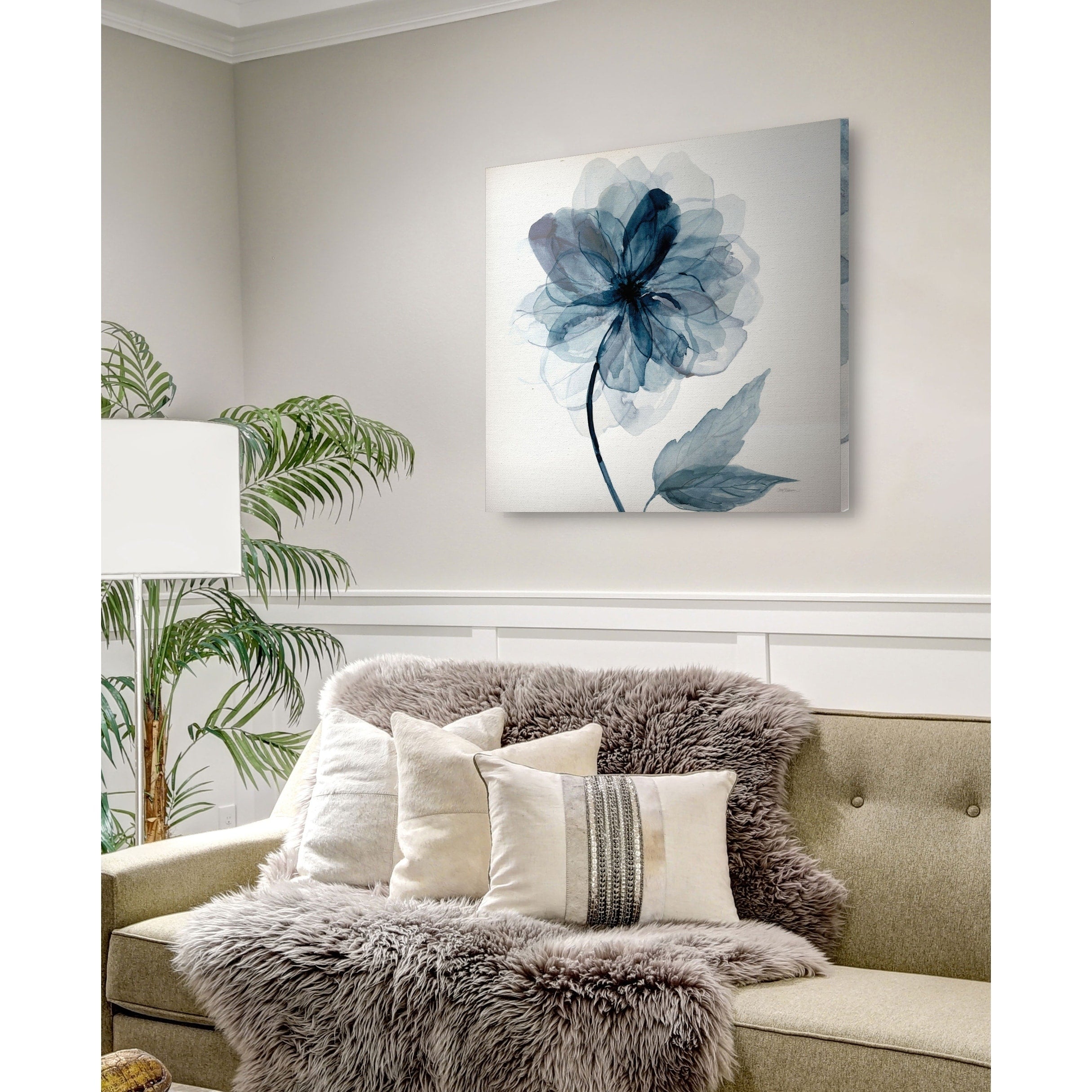Indigo Bloom I Gallery Wrapped Canvas Yellow Blue Green Red Black White