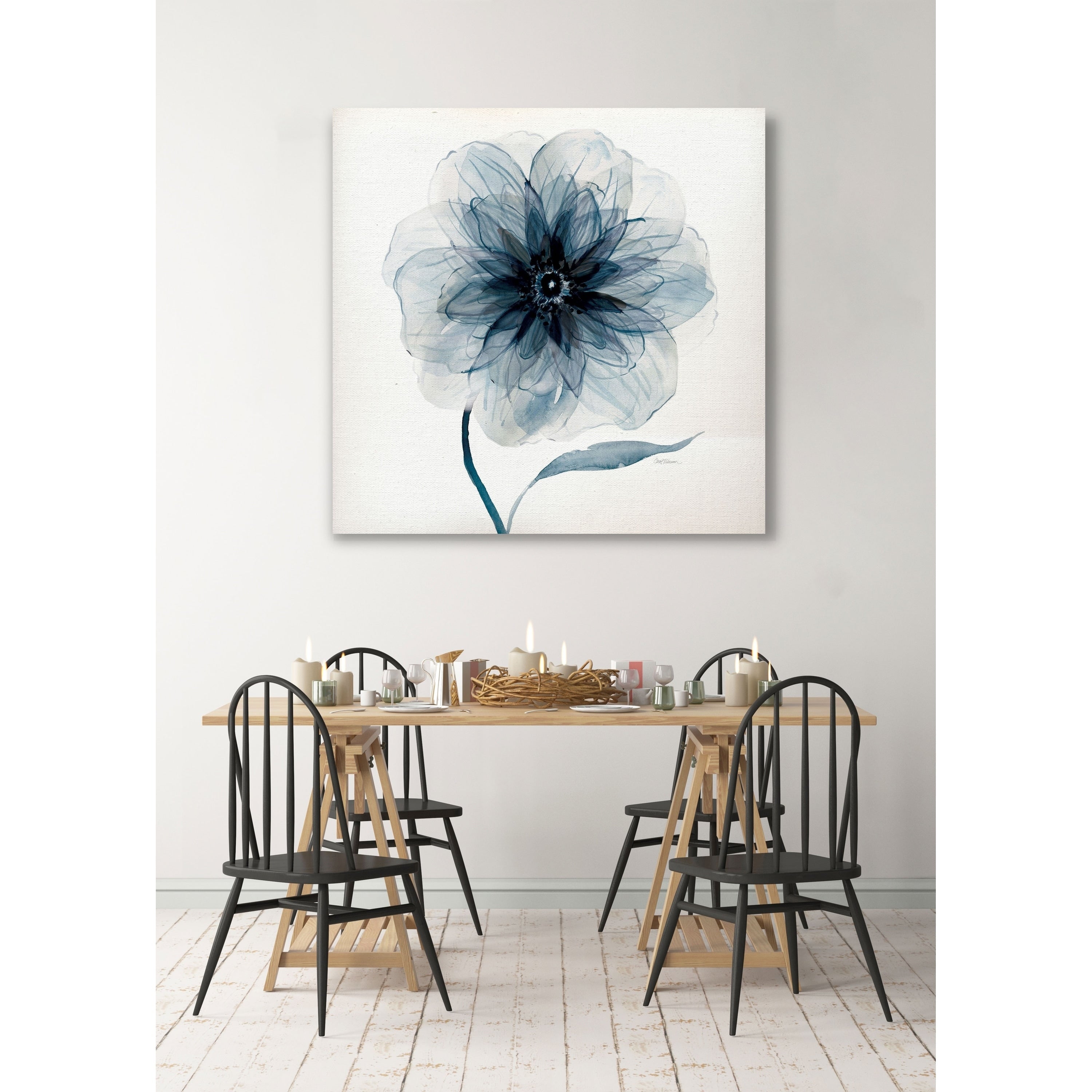 Indigo Bloom Iii Gallery Wrapped Canvas Yellow Blue Green Red Black White