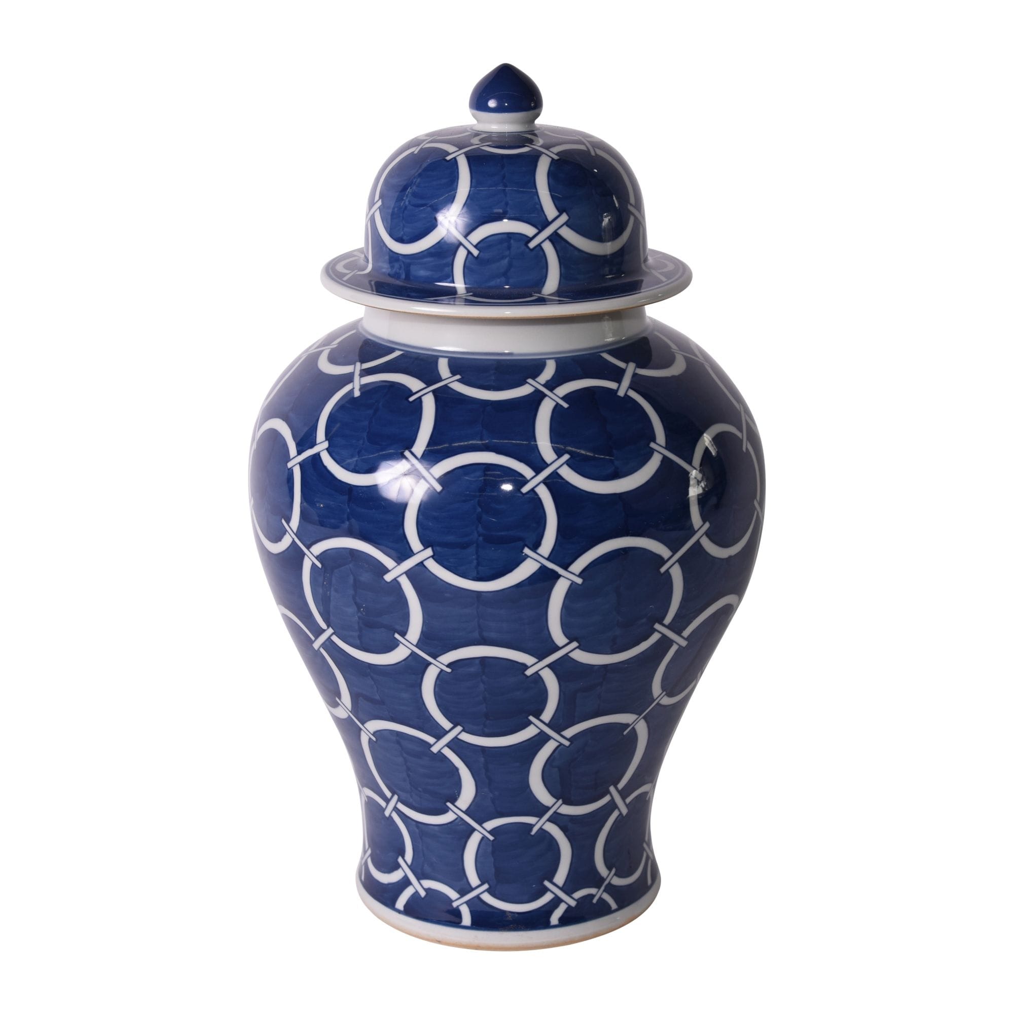 Indigo Blue Circle Temple Jar 11X11X18
