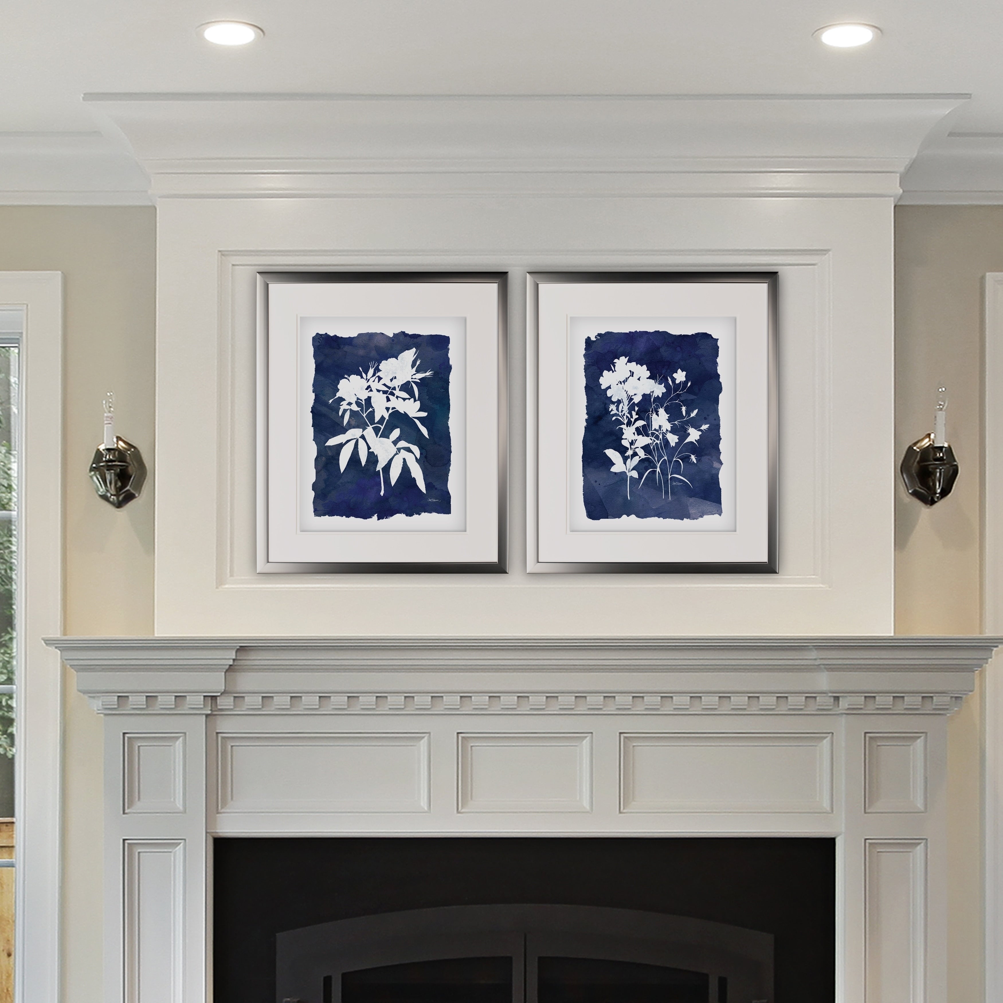 Indigo Botanical 2 Piece Set Silver Frame