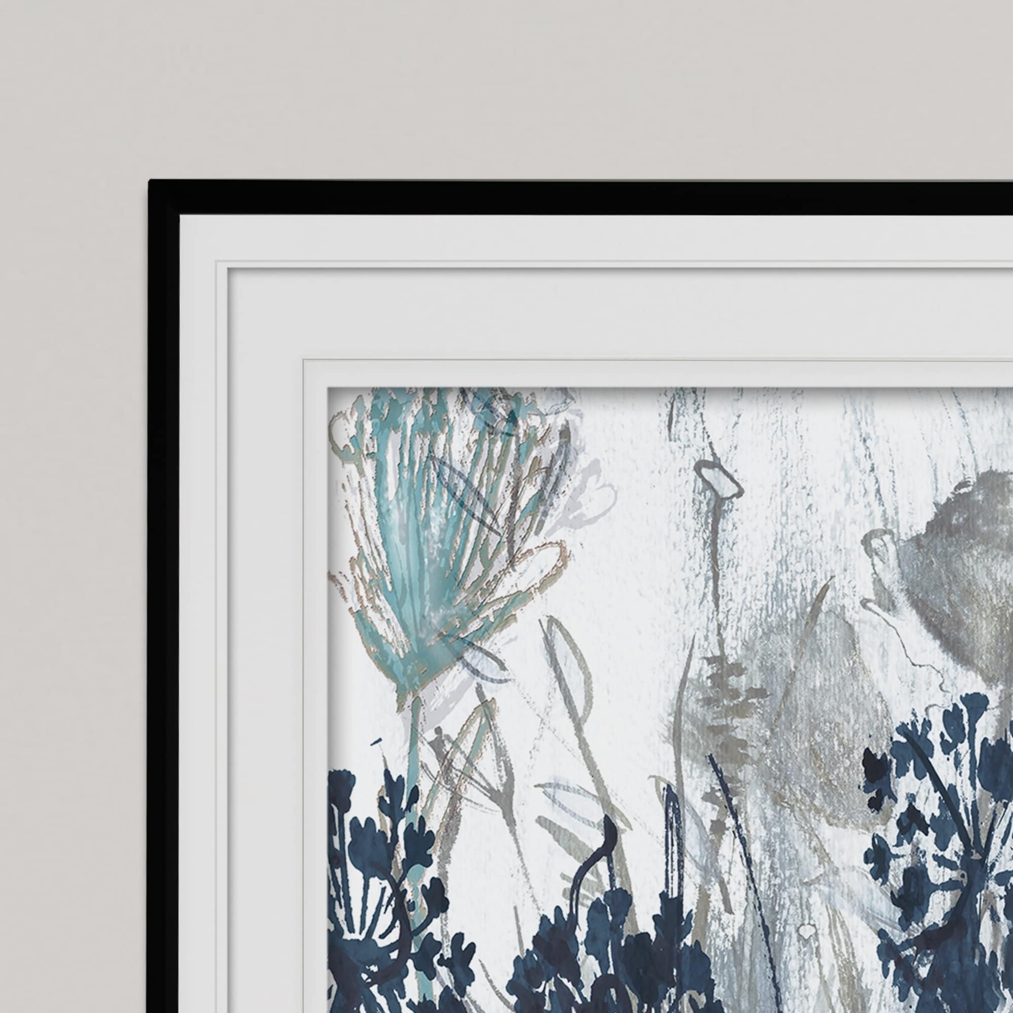 Indigo Field Premium Framed Print Grey Yellow Blue Green White Black Red