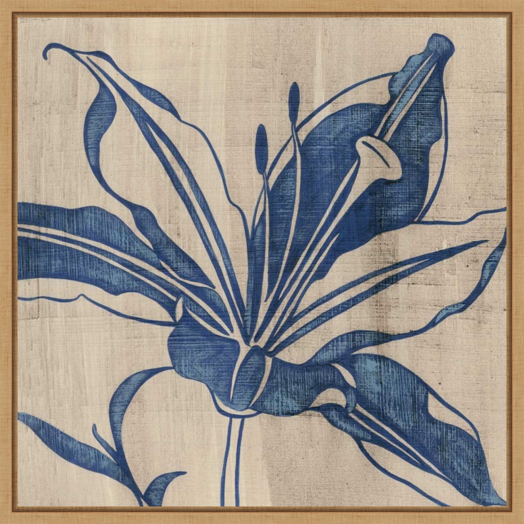 Indigo Lily By Chariklia Zarris 22 X 22 In. Framed Canvas Wall Art Print
