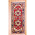 Handmade Indo Heriz Red Navy Wool Rug India 26 X 6